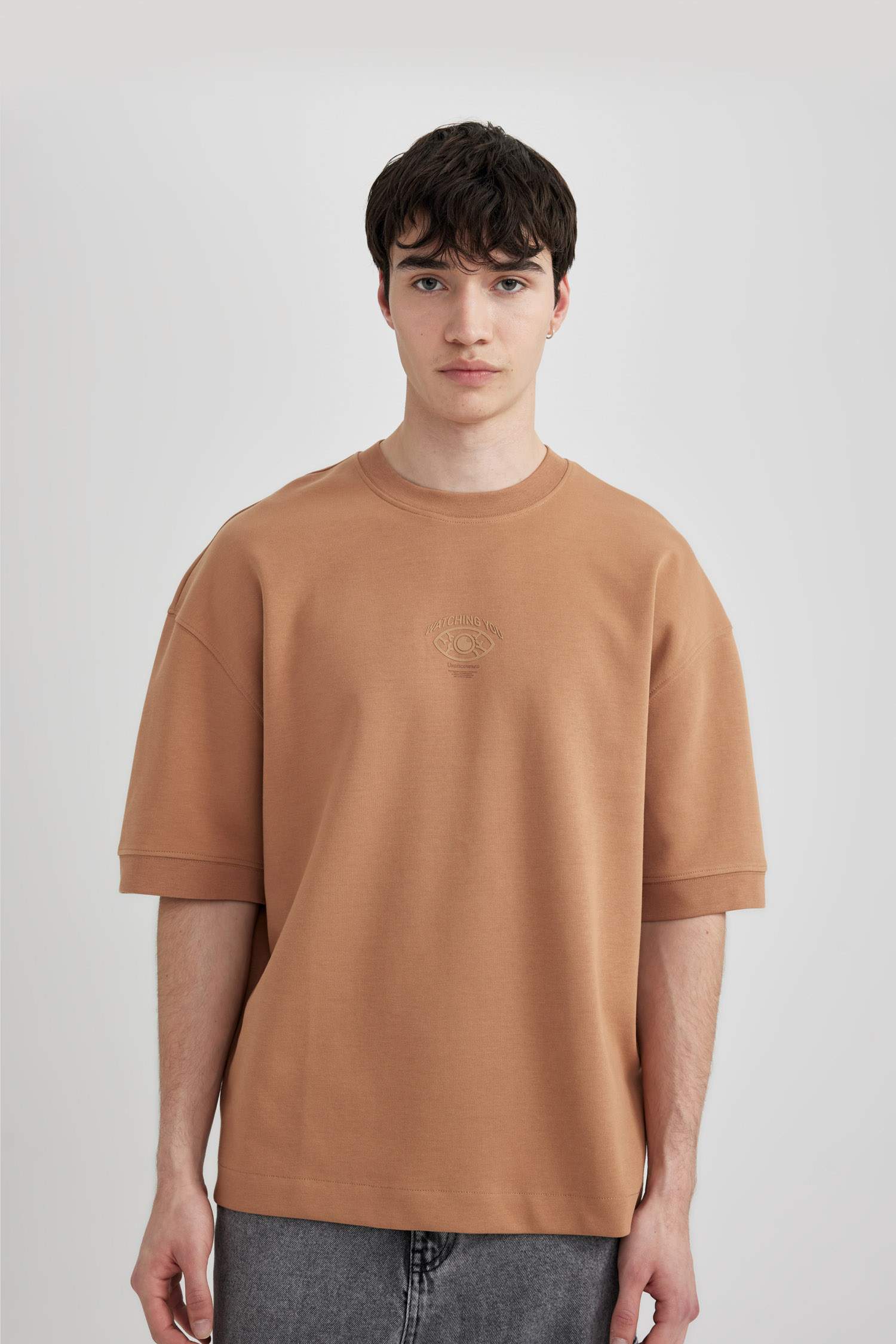 Loose Fit Crew Neck Printed Short Sleeve T-Shirt