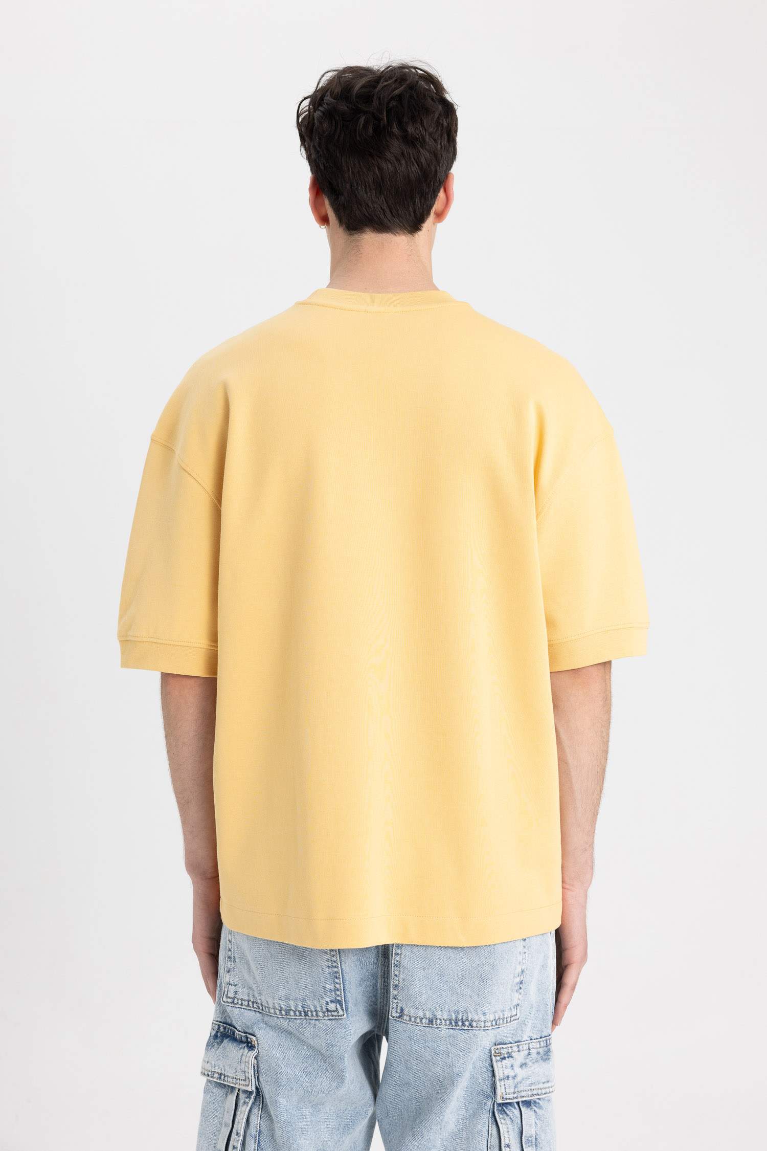 Loose Fit Crew Neck Printed Heavy Fabric T-Shirt