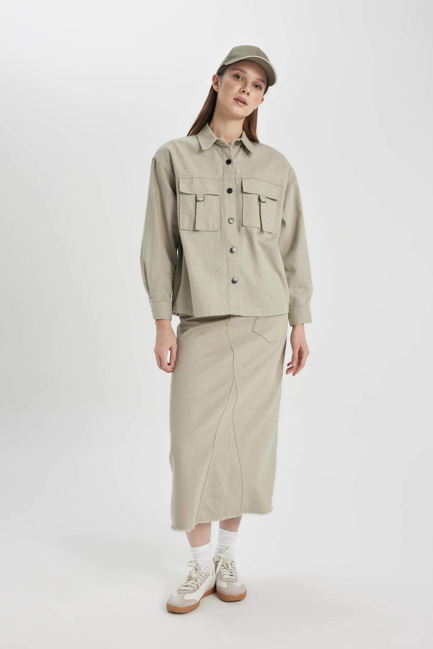 A Line Gabardine Long Skirt