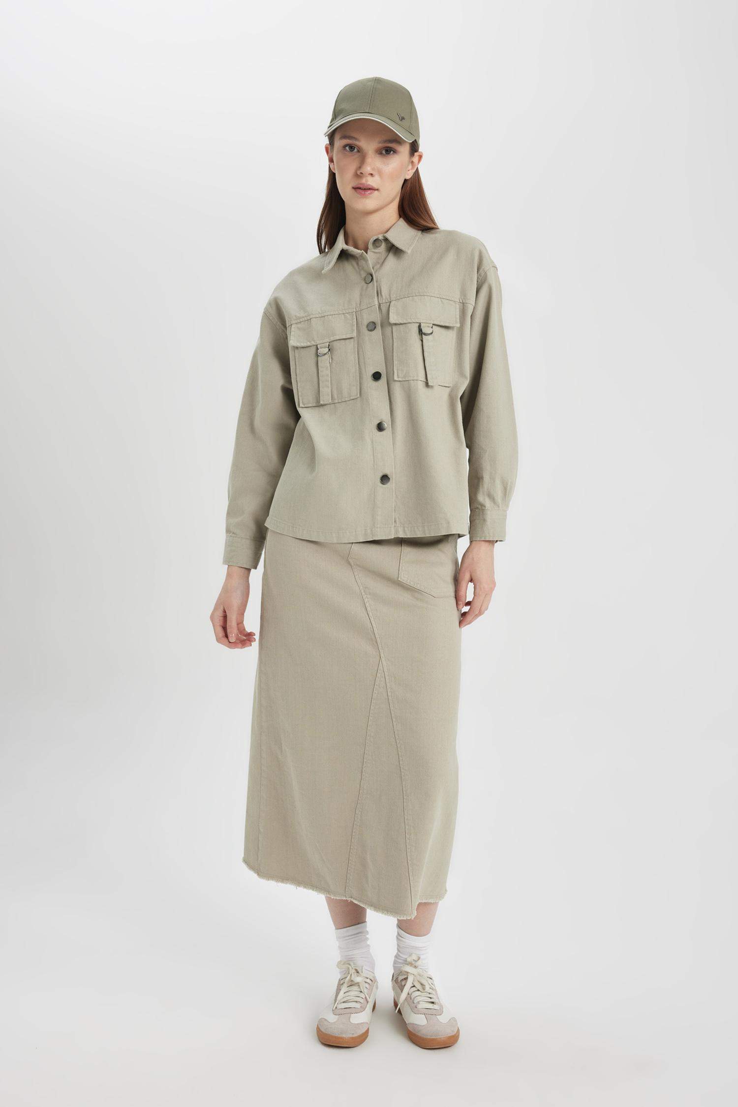 A Line Gabardine Long Skirt