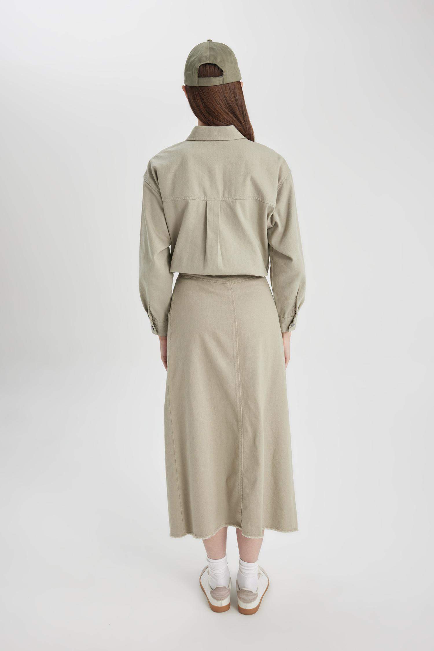 A Line Gabardine Long Skirt