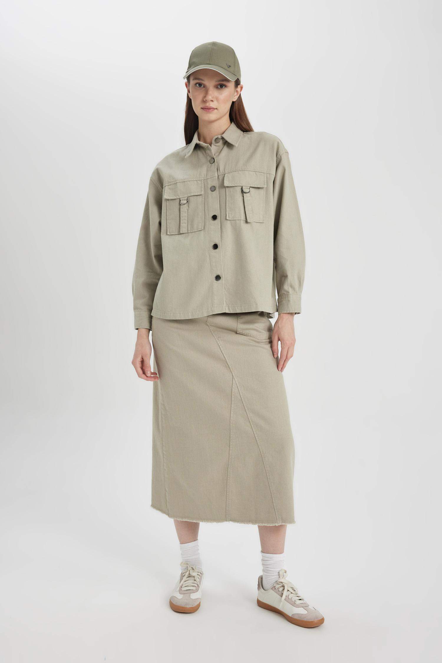 Relax Fit Gabardine Long Sleeve Shirt Tunic