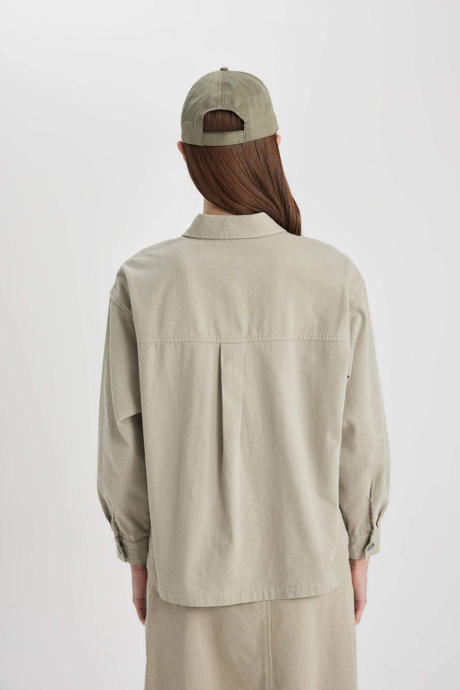 Relax Fit Gabardine Long Sleeve Shirt Tunic