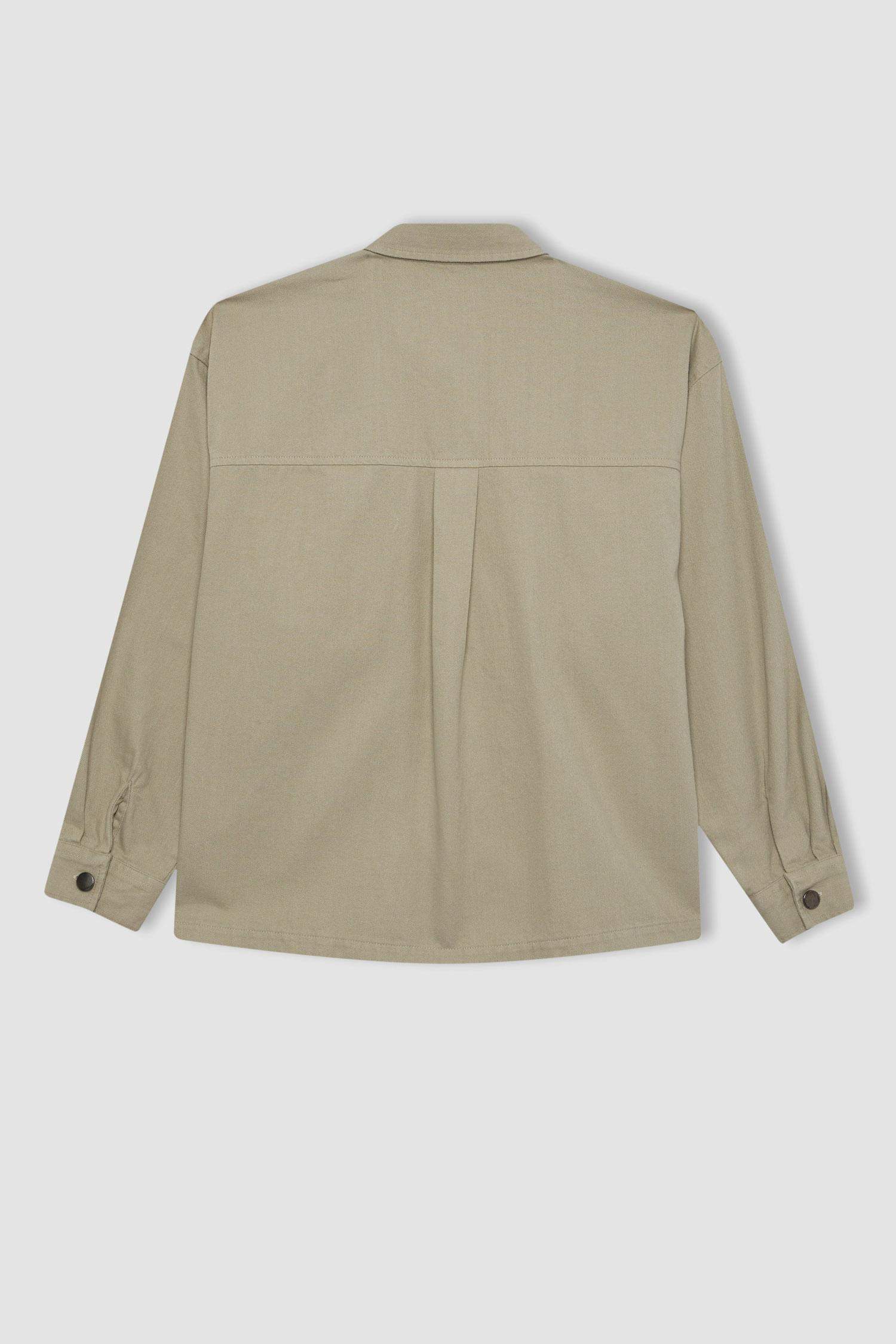 Relax Fit Gabardine Long Sleeve Shirt Tunic