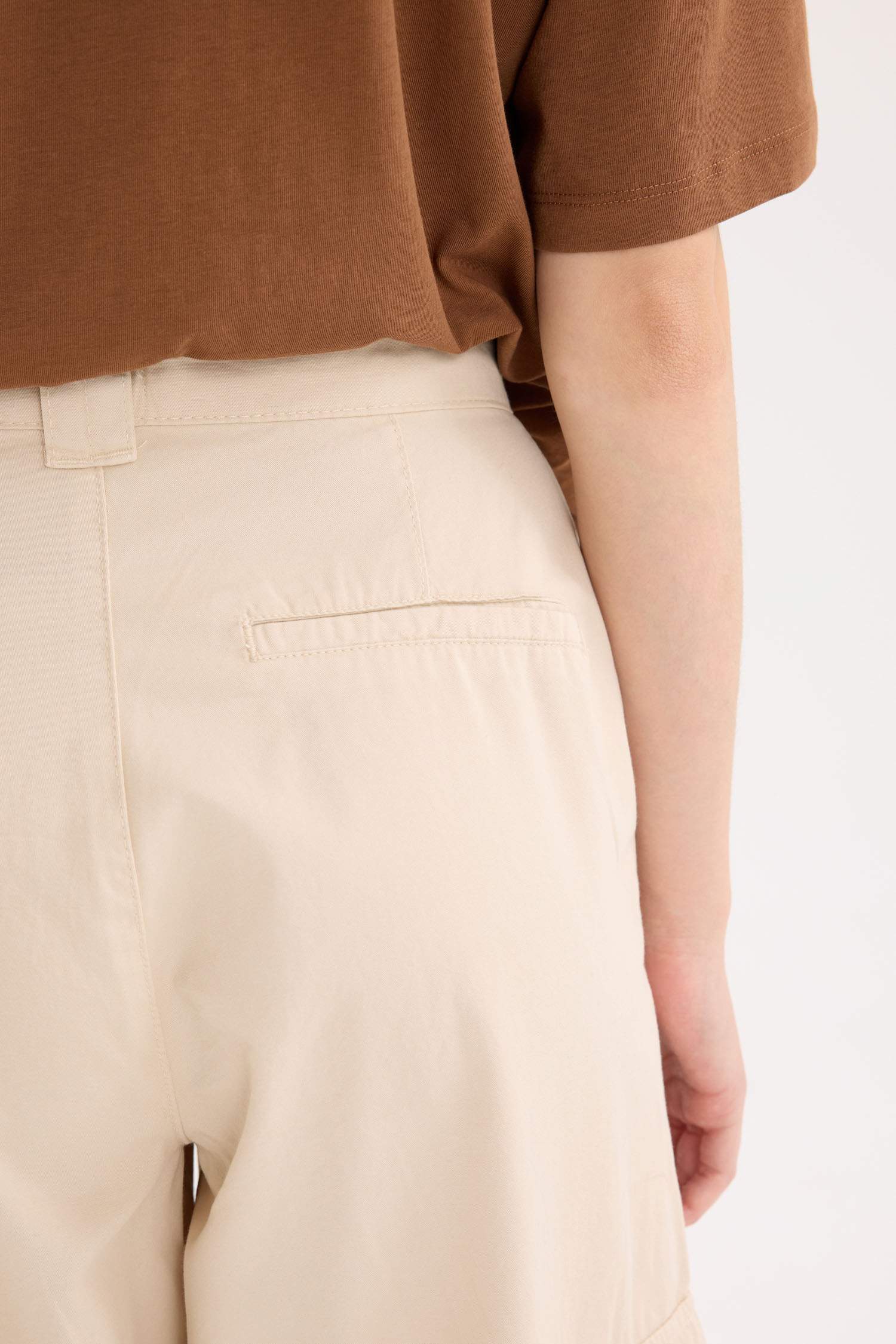 Wide Leg Kargo Cepli Yüksek Bel Standart Boy Gabardin Pantolon