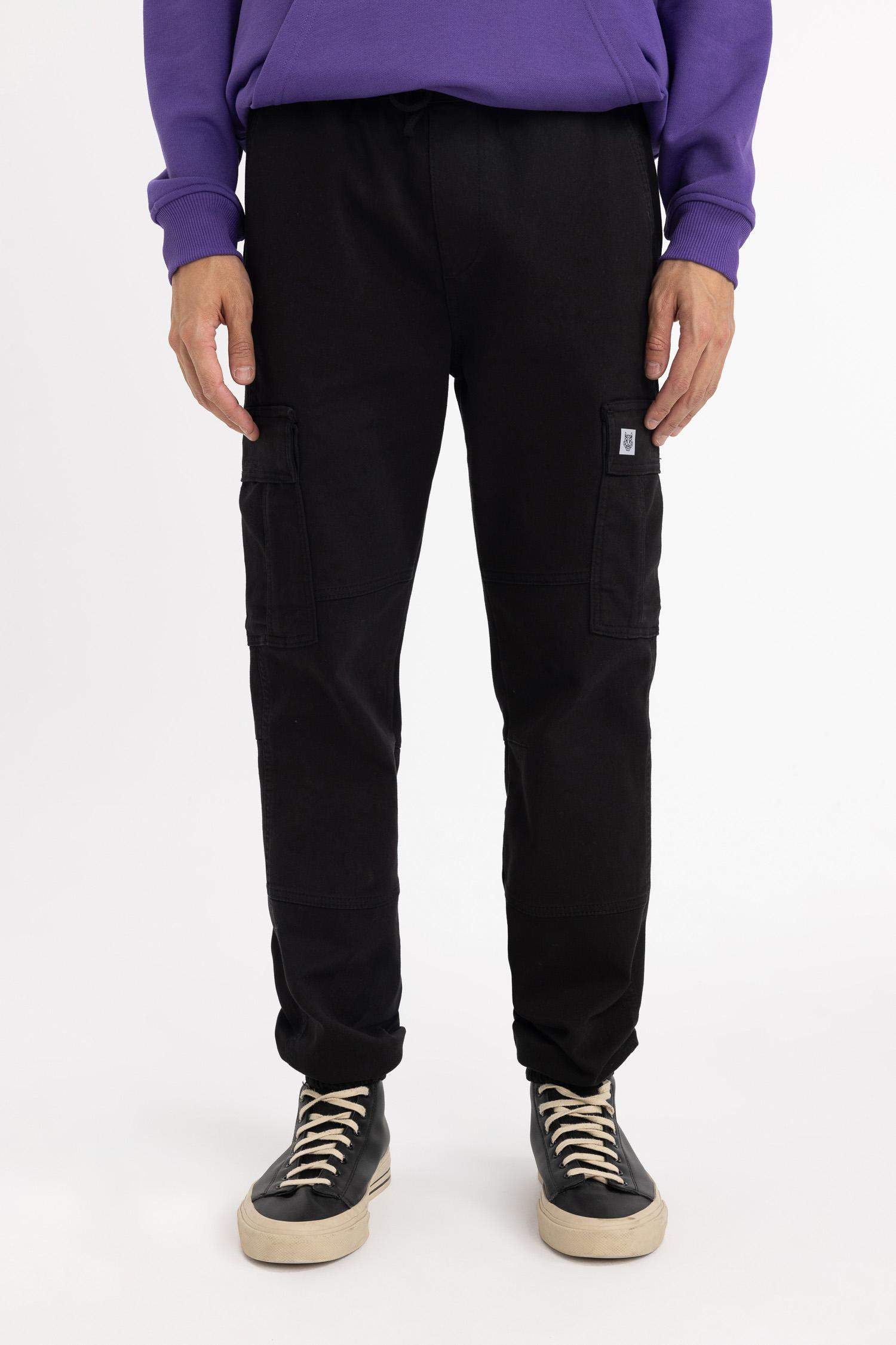 بنطرون كارجو قصة عادية بساق مطاطي بجيب