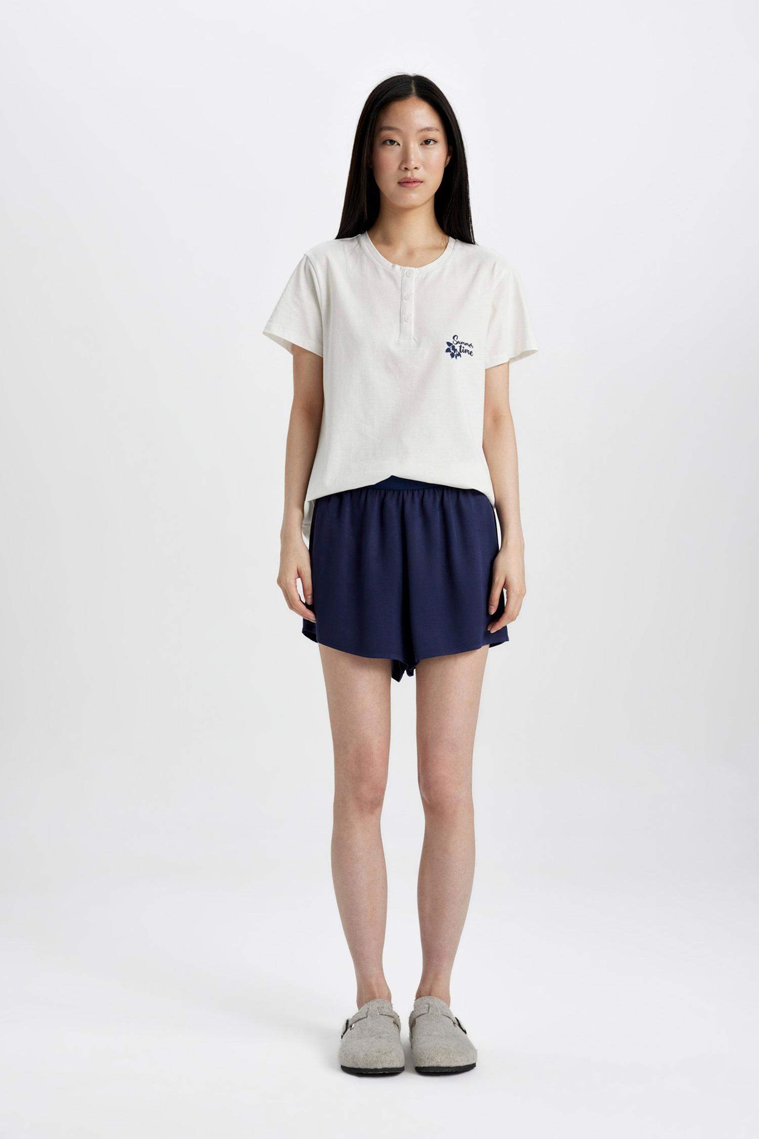 بنطلون بيجاما منسوج قصة عادية