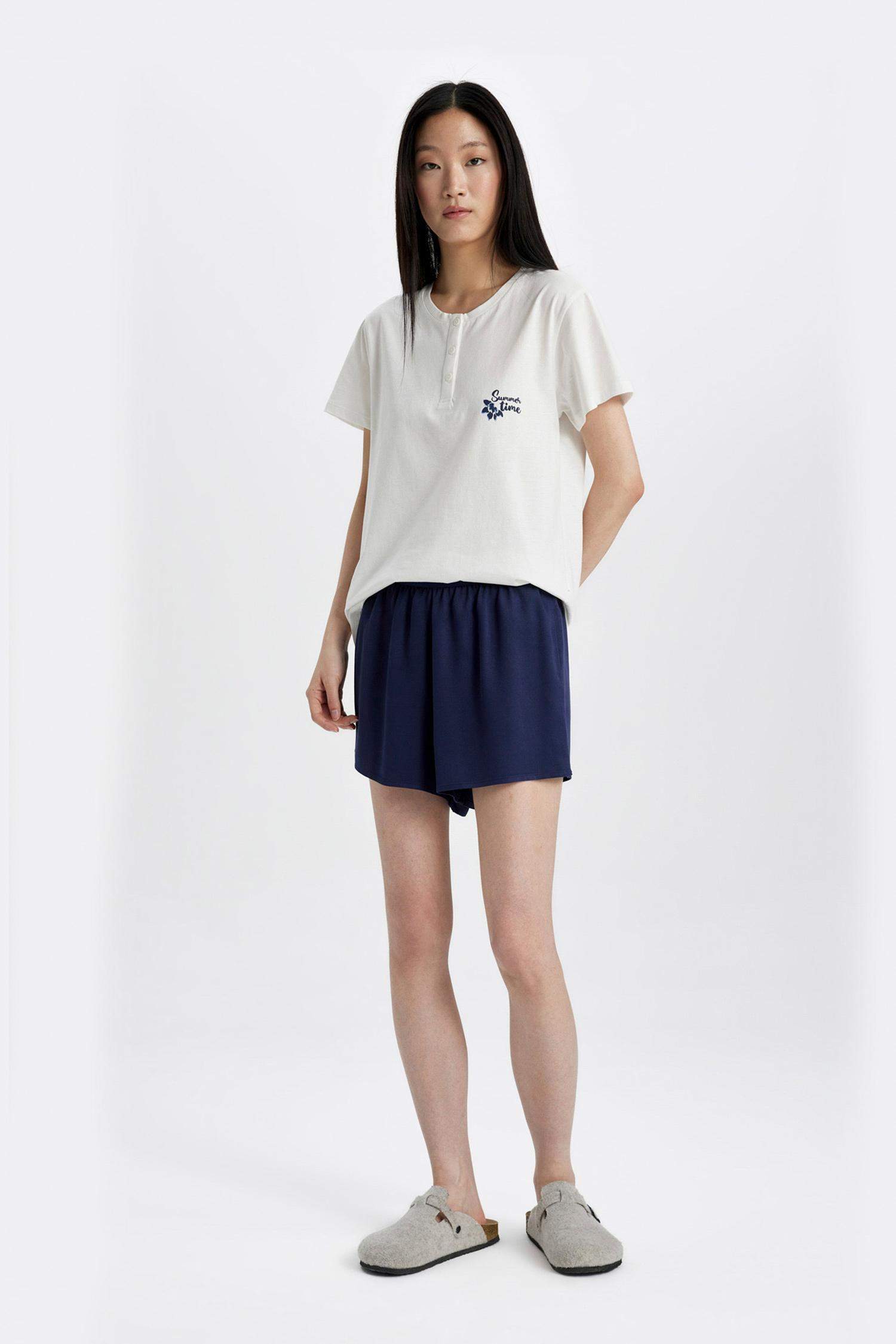 بنطلون بيجاما منسوج قصة عادية