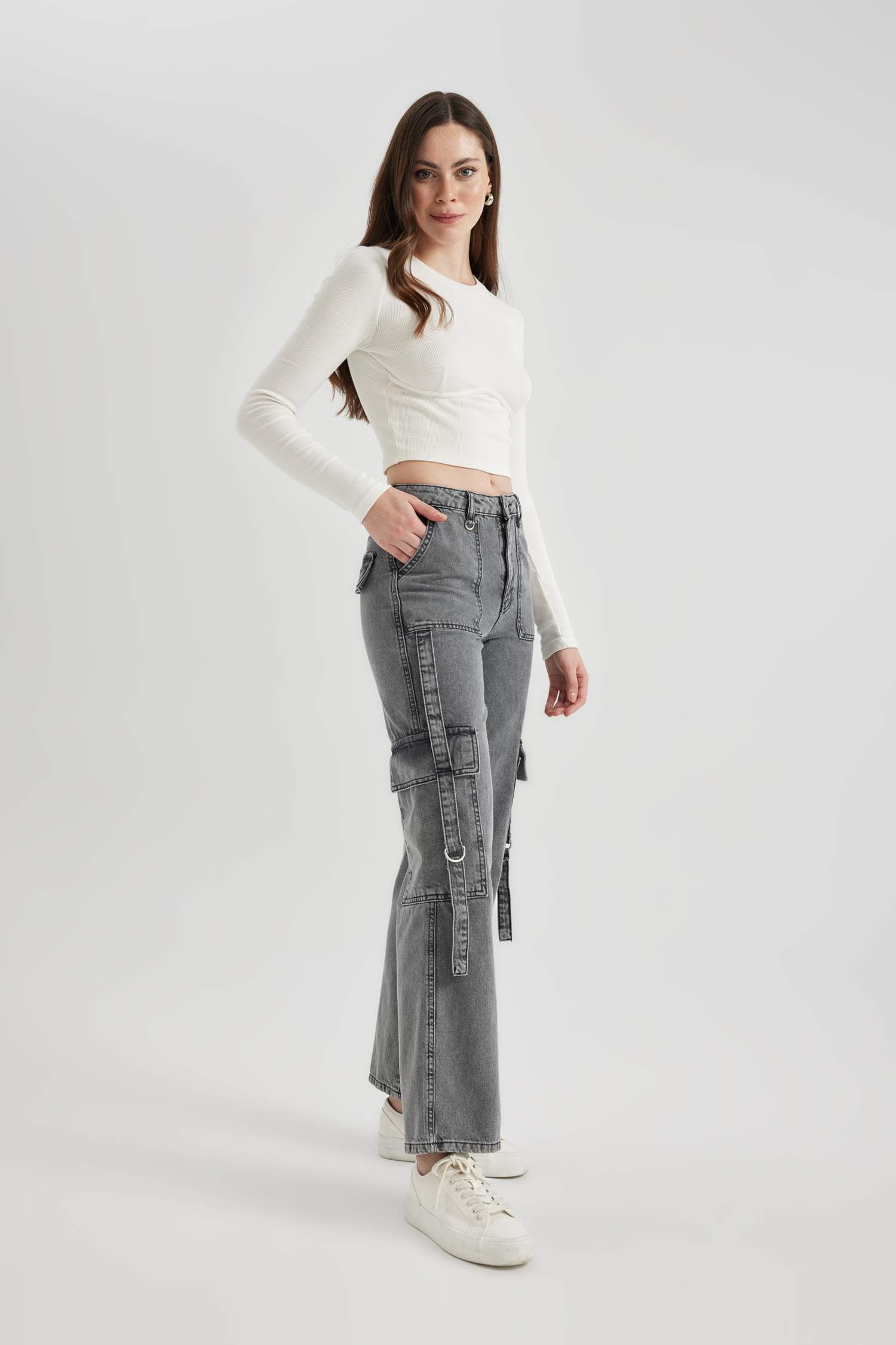 кең аяқ деним Шалбар