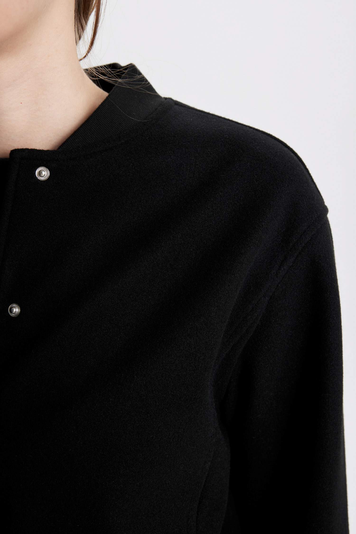 Kolej Yaka Basic Düz Çıtçıtlı Bomber Kısa Kaşe Ceket