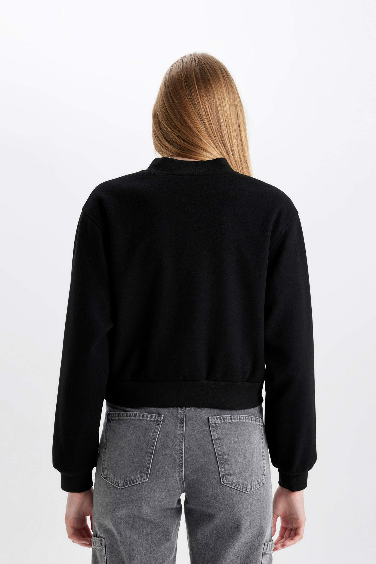 Kolej Yaka Basic Düz Çıtçıtlı Bomber Kısa Kaşe Ceket