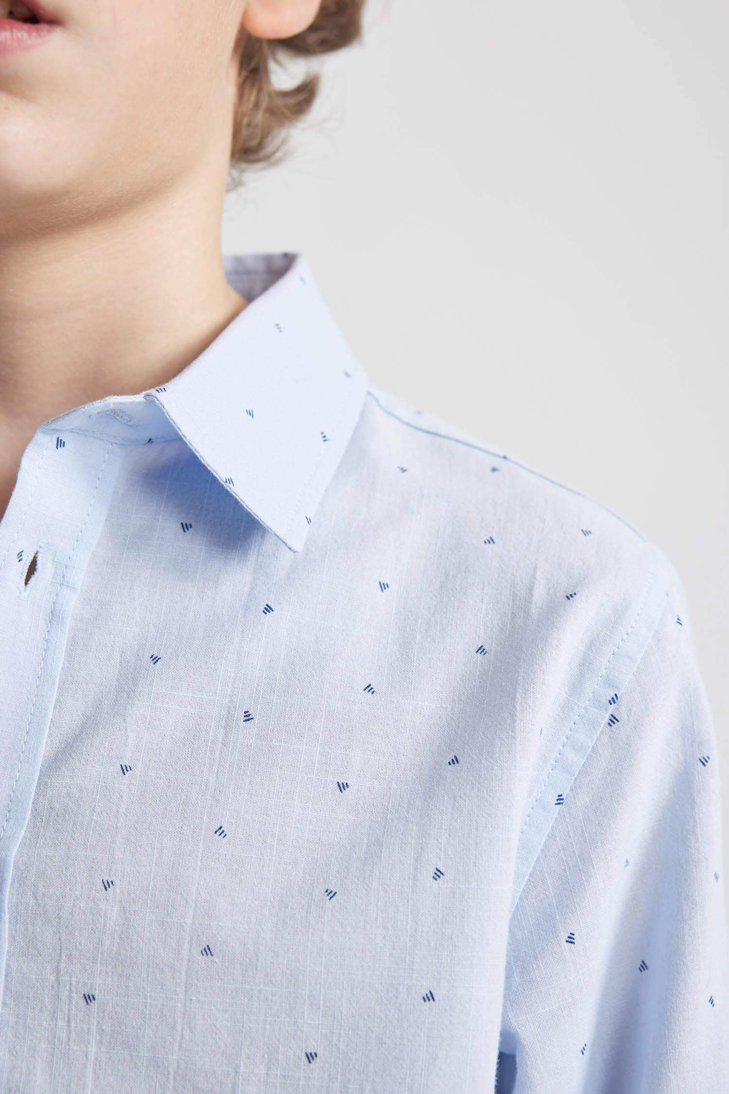 قميص بولو اولادي كم طويل بوبلين قصة عادية