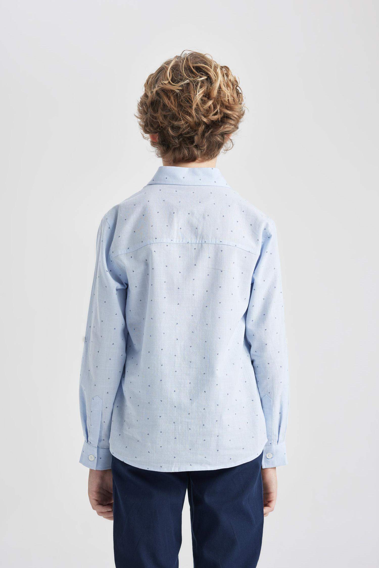 قميص بولو اولادي كم طويل بوبلين قصة عادية