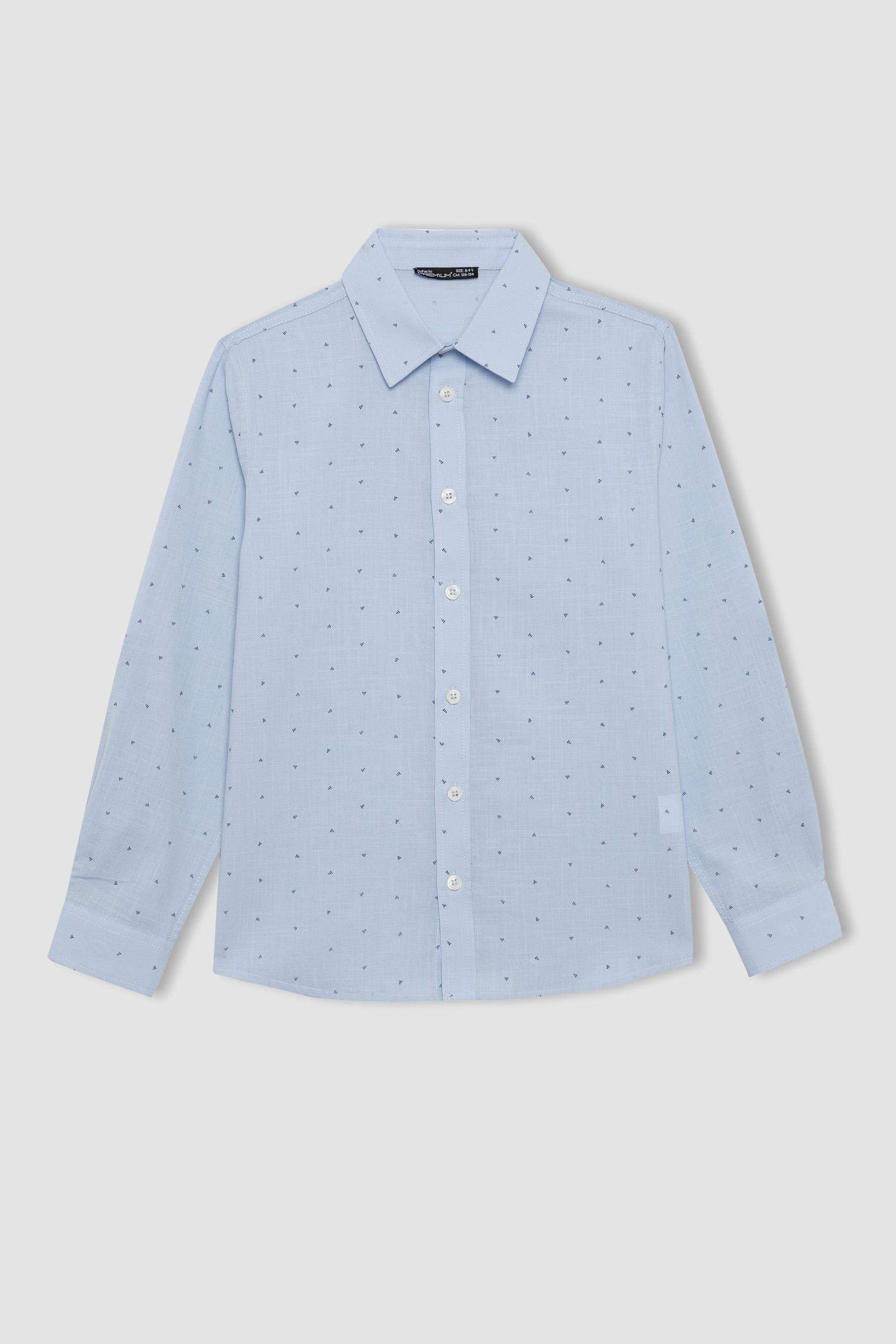 قميص بولو اولادي كم طويل بوبلين قصة عادية