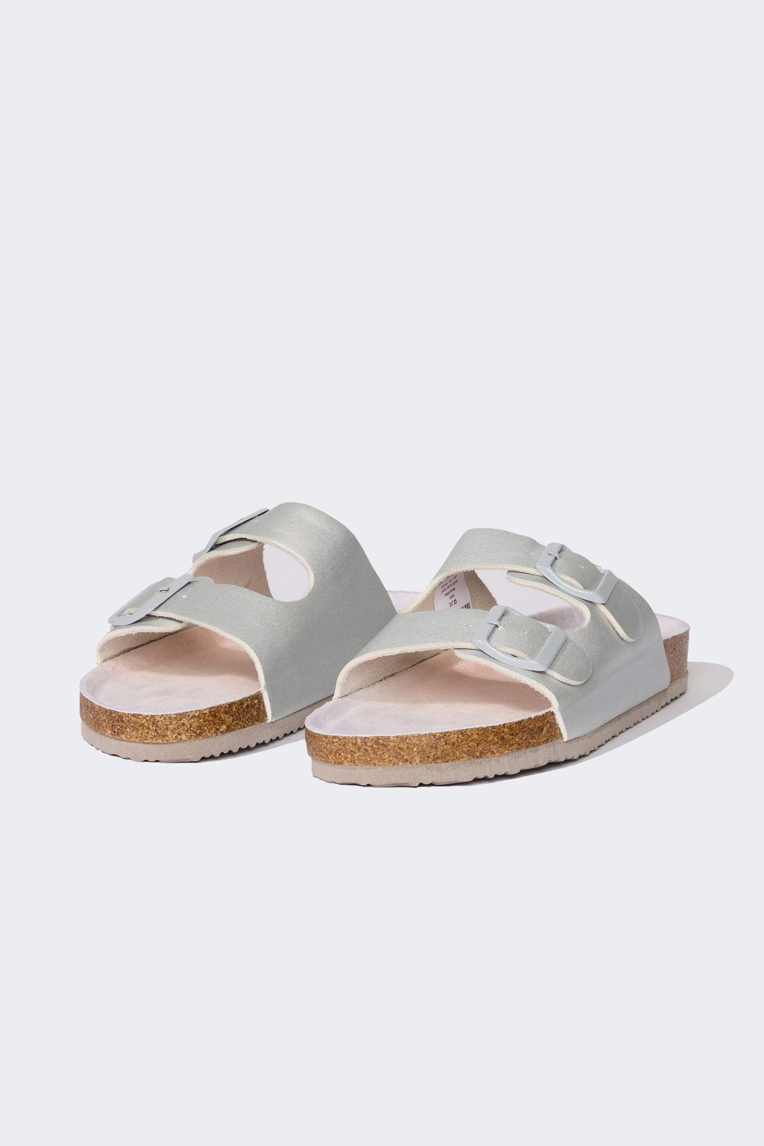 Kız Çocuk Düz Taban Çift Bantlı Suni Deri Terlik