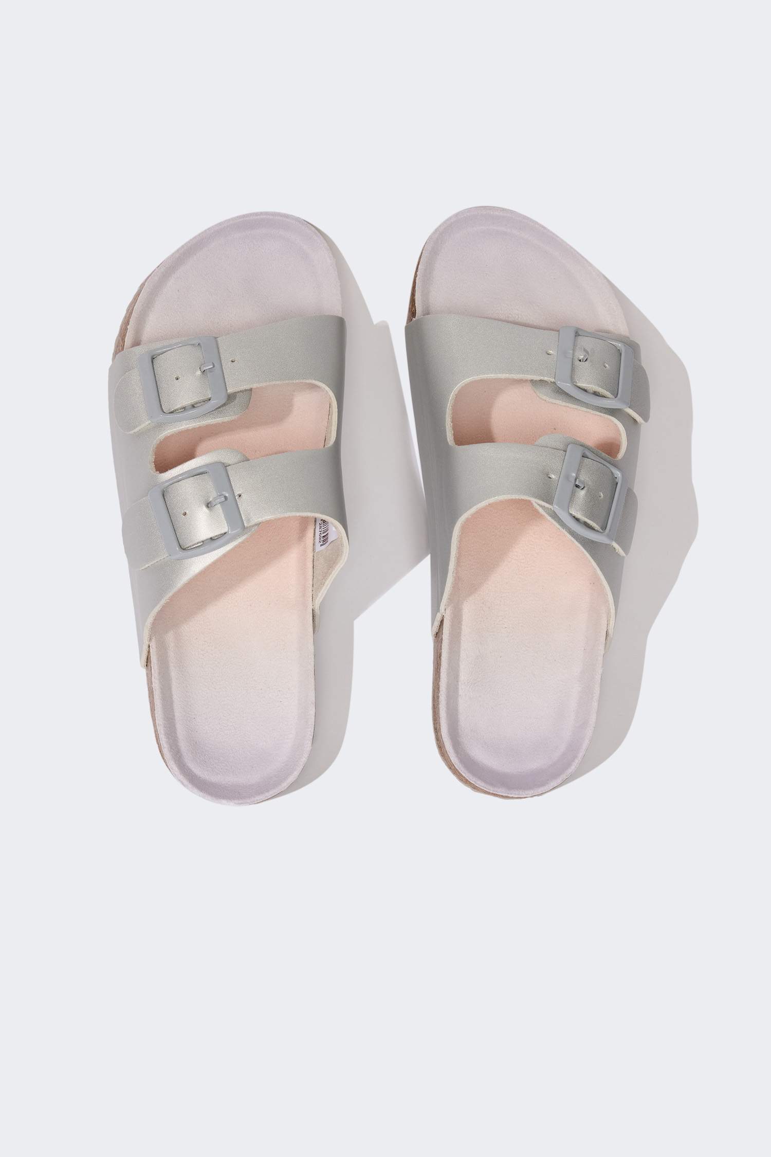 Kız Çocuk Düz Taban Çift Bantlı Suni Deri Terlik