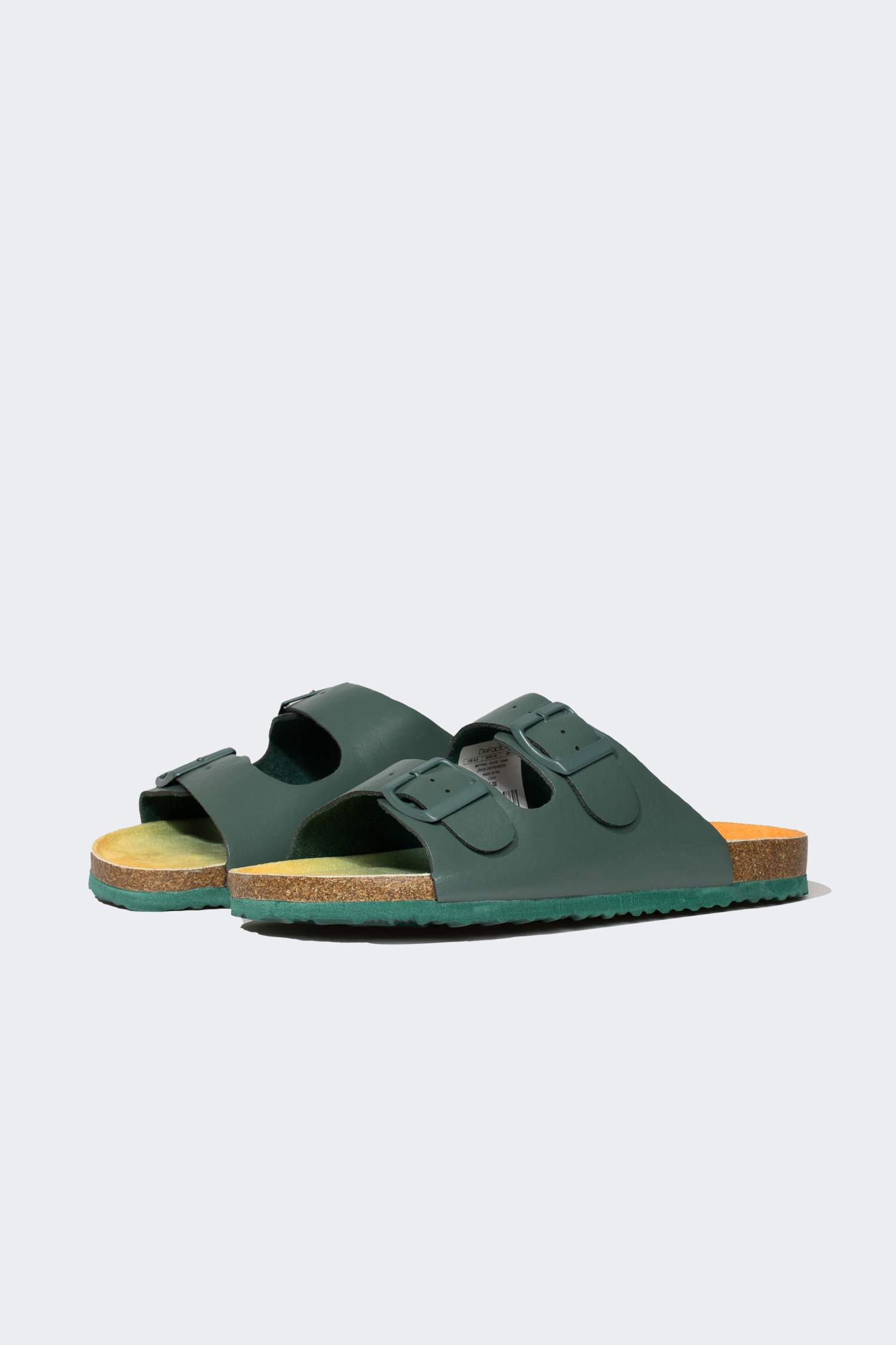 Boy Flat Sole Double Banded Faux Leather Slippers