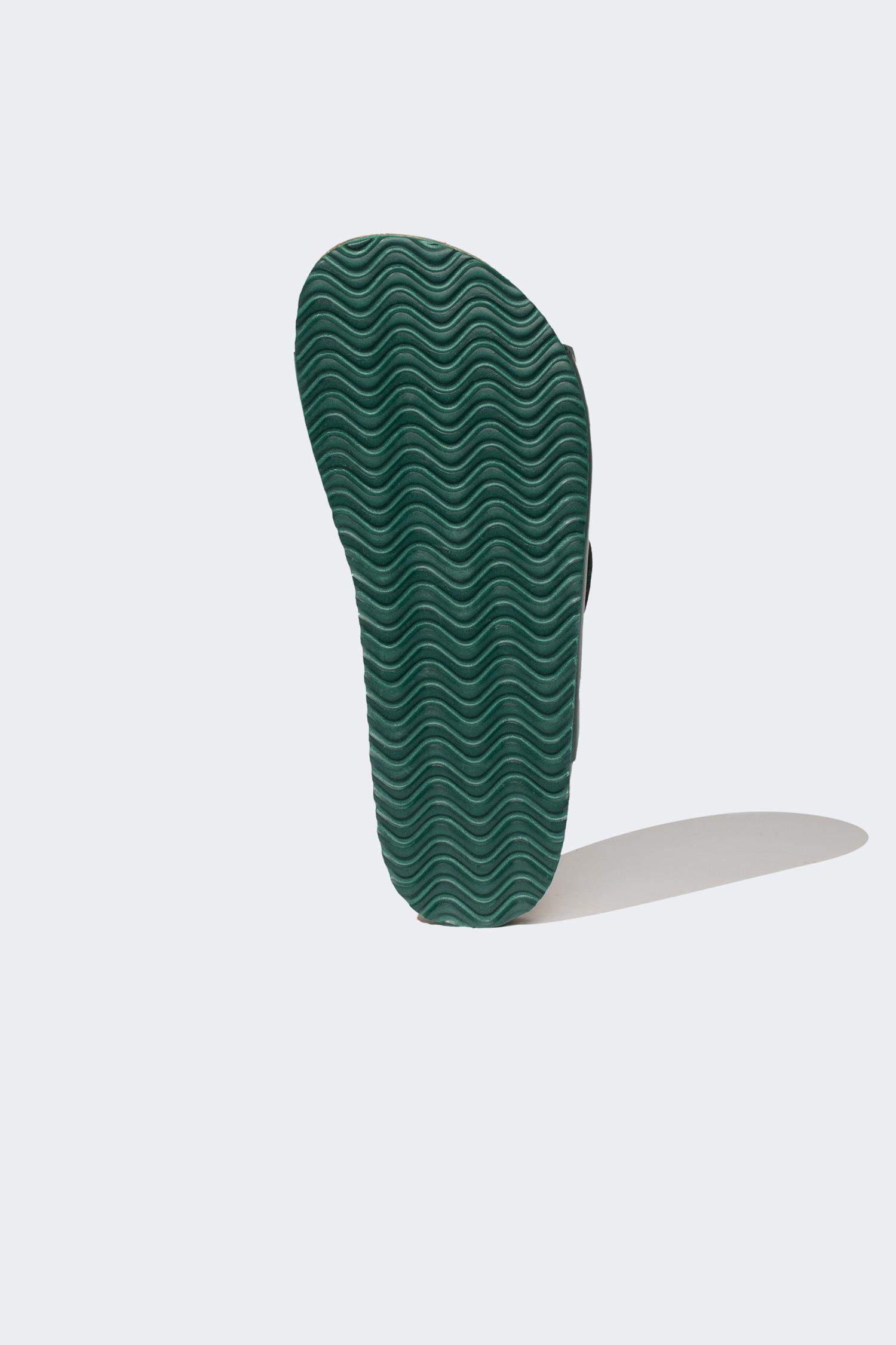 Boy Flat Sole Double Banded Faux Leather Slippers