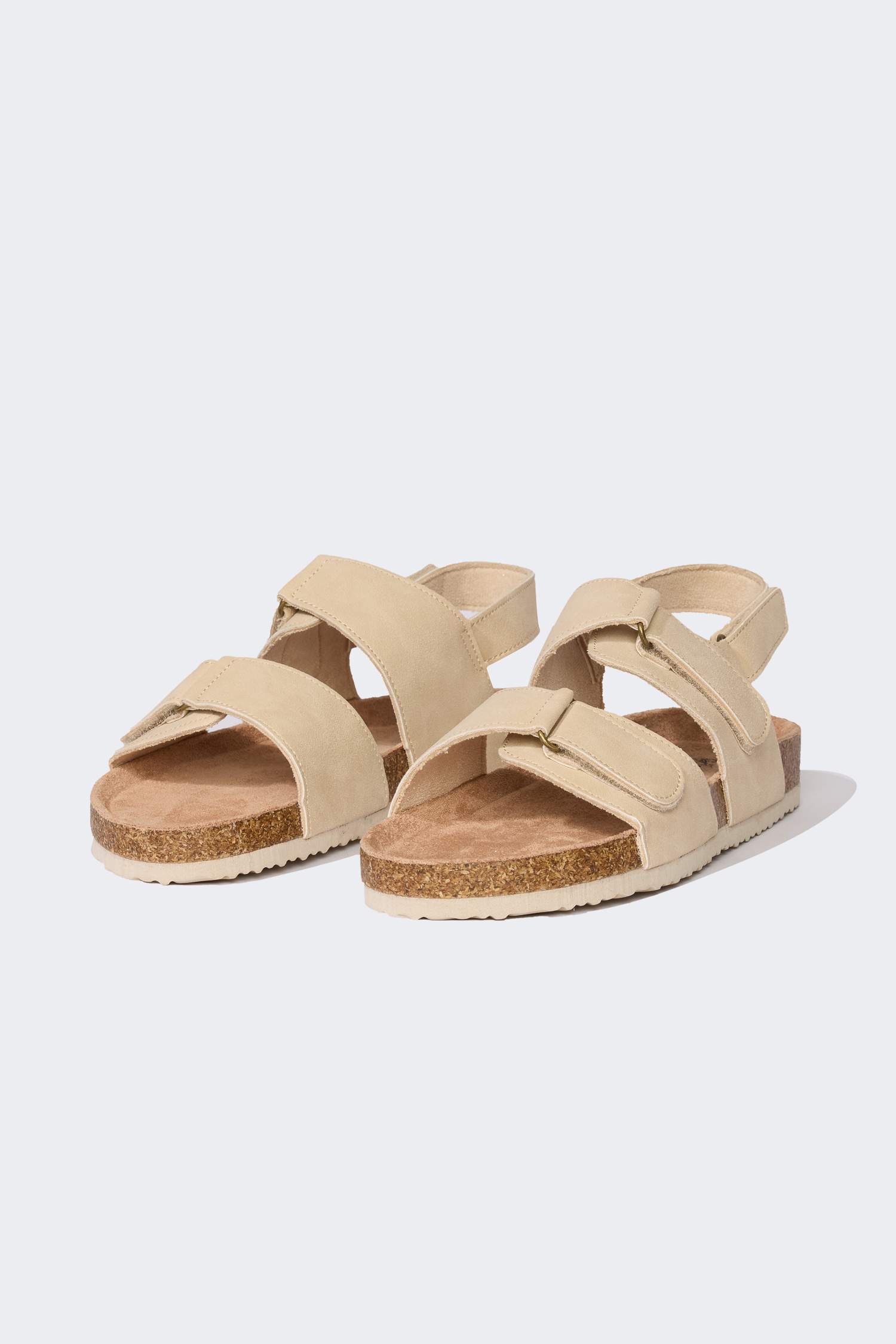 Girl Velcro Flat Sole Faux Leather Sandals