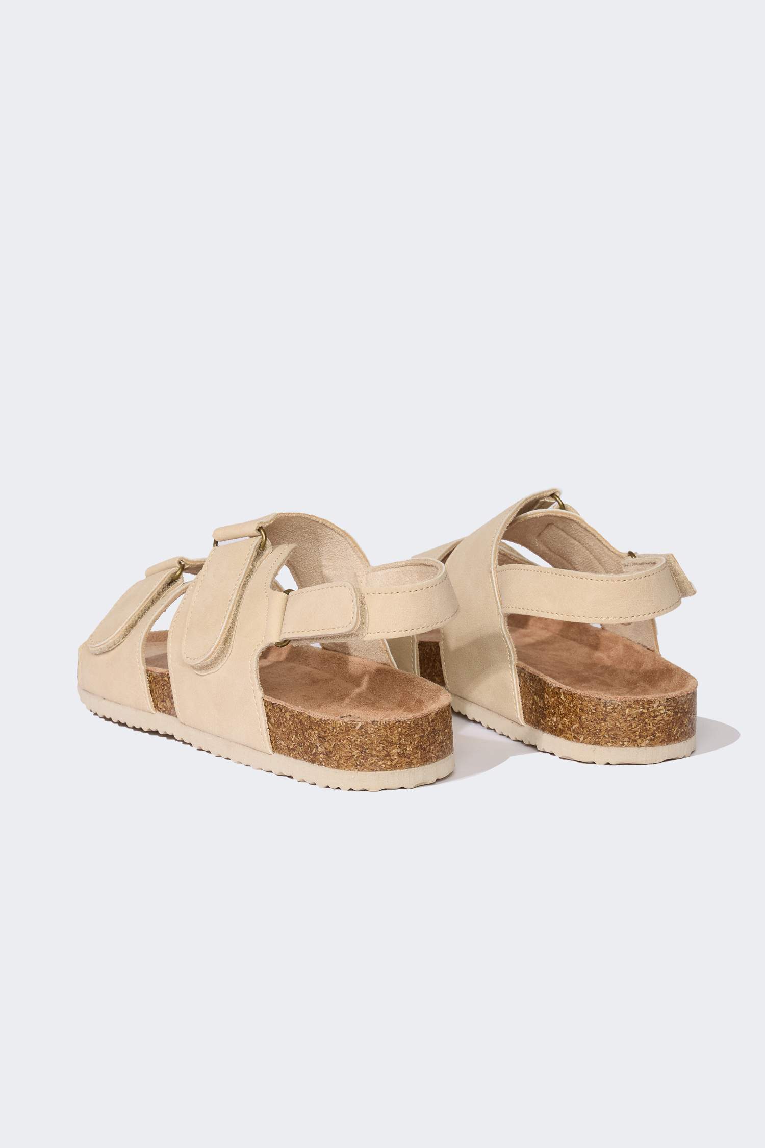 Girl Velcro Flat Sole Faux Leather Sandals