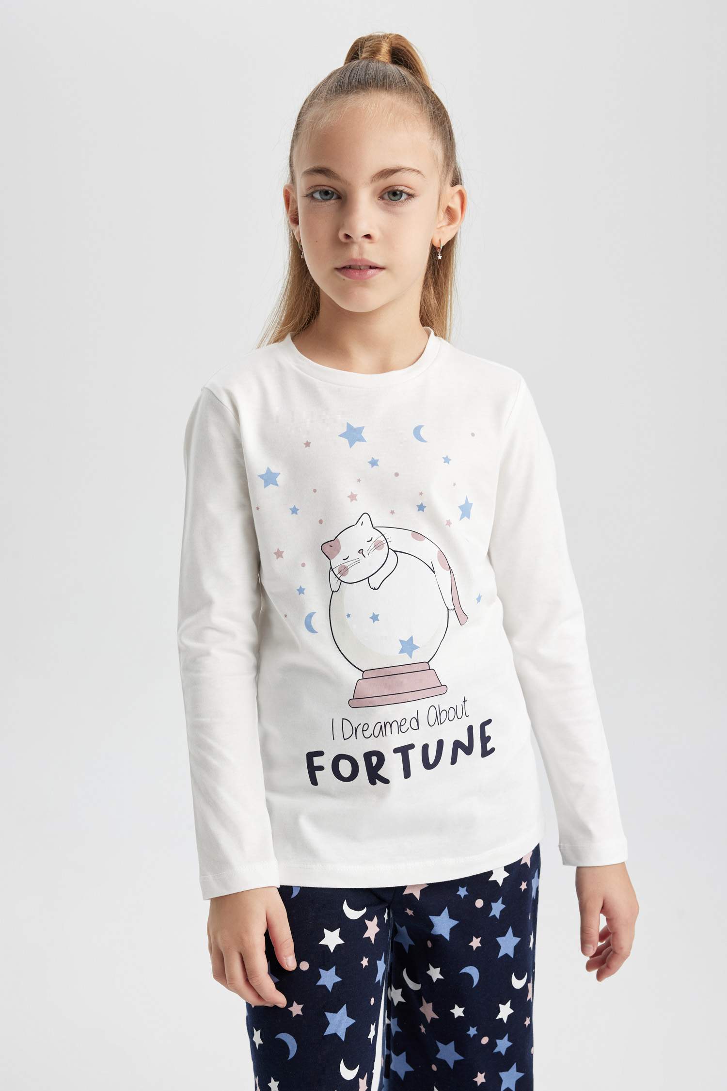 سيت بيجاما بناتي قطن قصة عادية - قطعتين