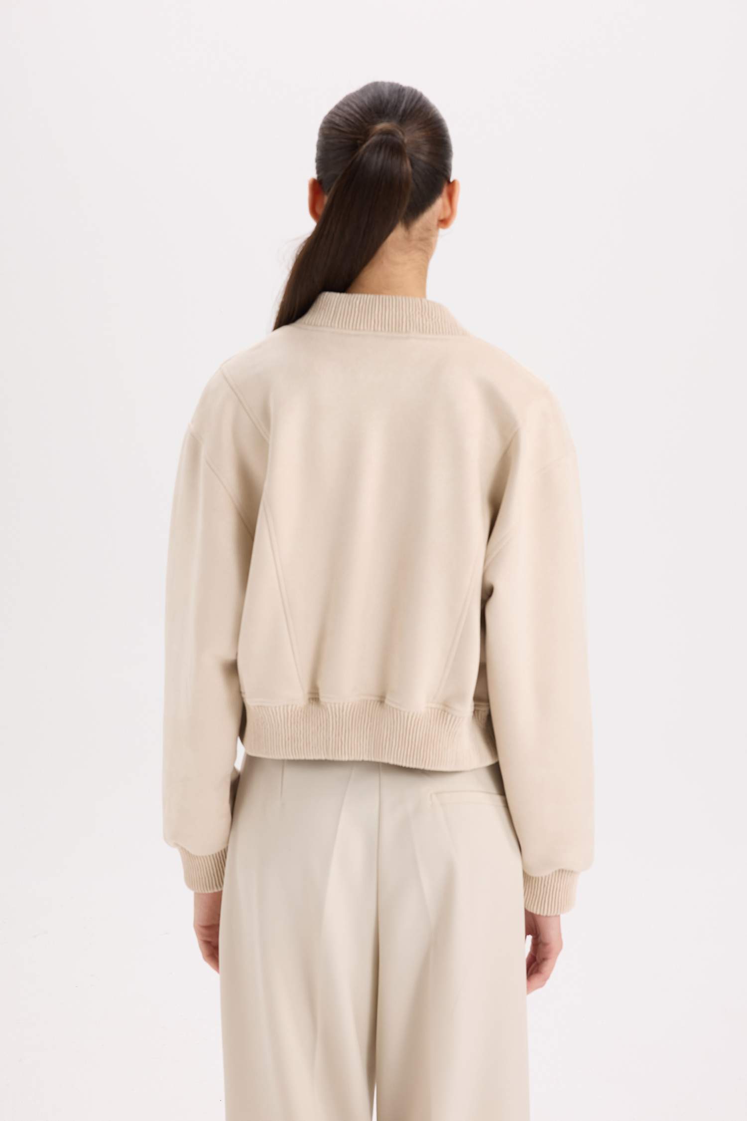 	Kolej Yaka Bomber Mont Ceket Basic Düz Çıtçıtlı Süet