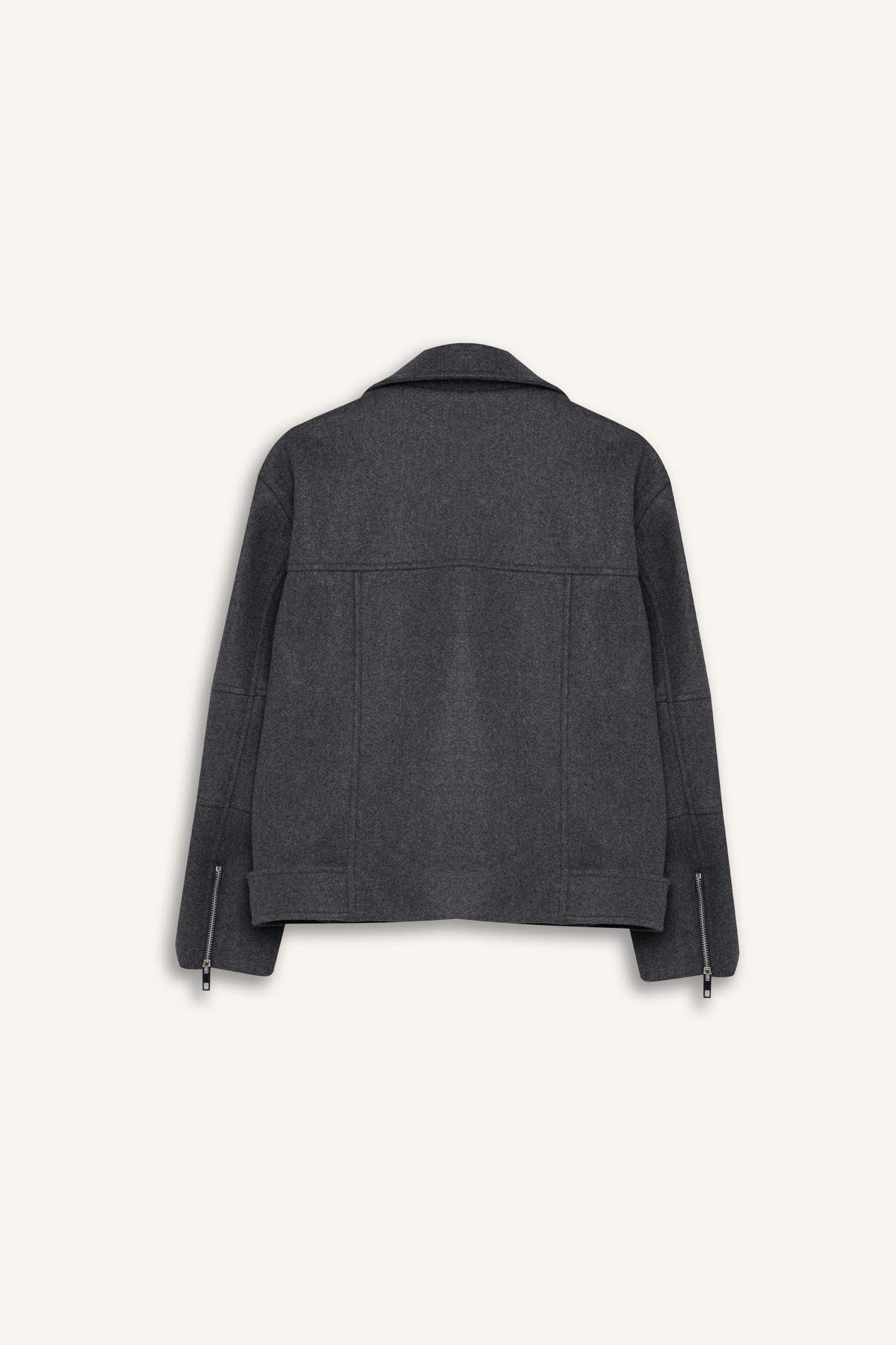 Veste en laine à fermeture zip avec poches et ceinture