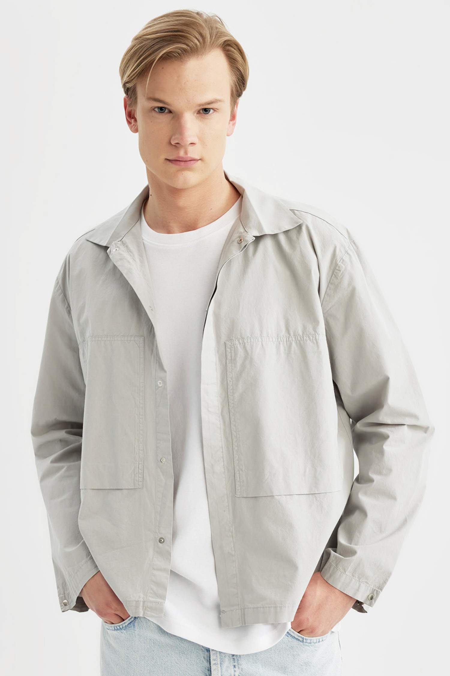 %100 Pamuk Relax Fit Uzun Kollu Paraşüt Gömlek