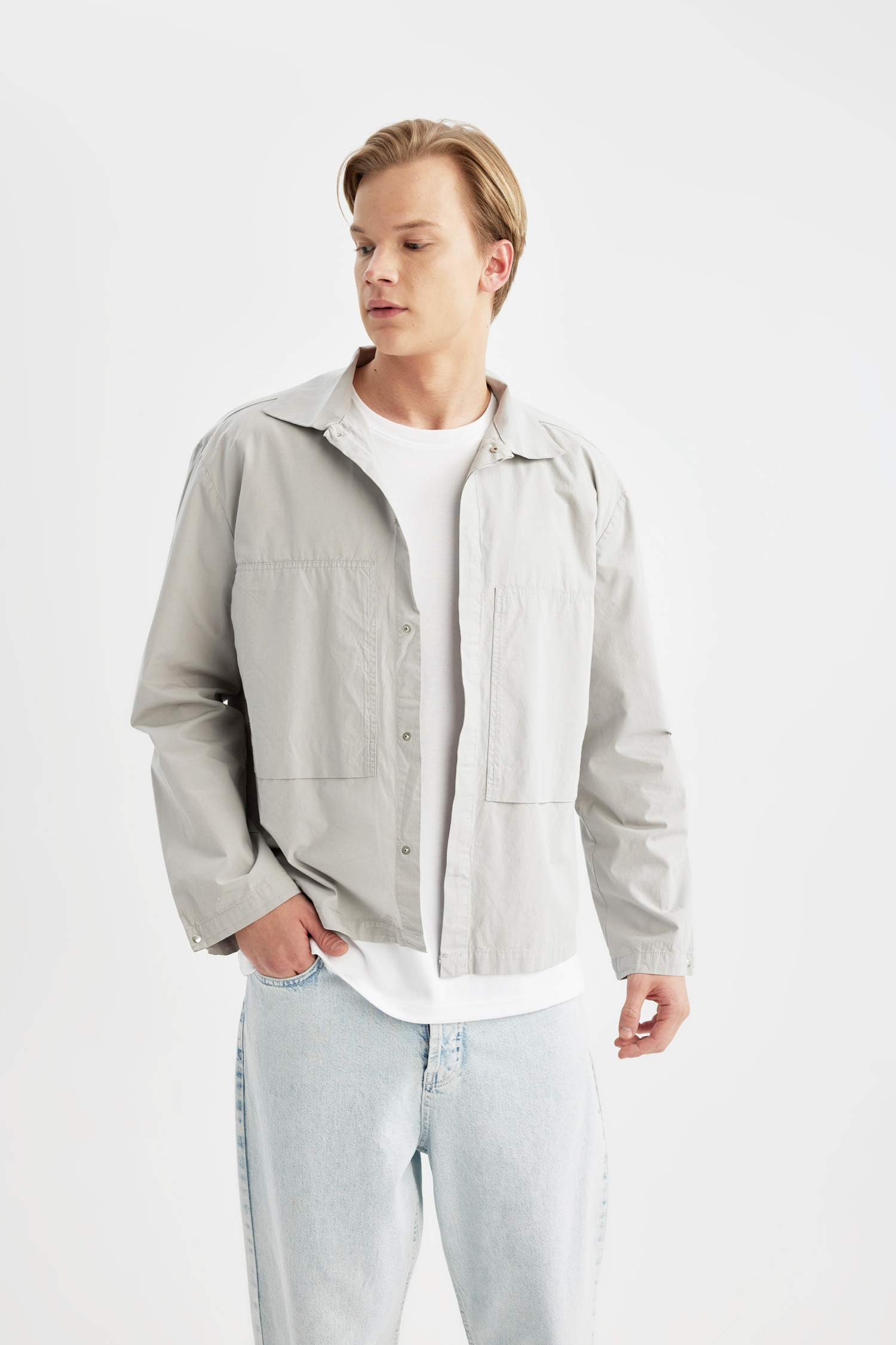 %100 Pamuk Relax Fit Uzun Kollu Paraşüt Gömlek