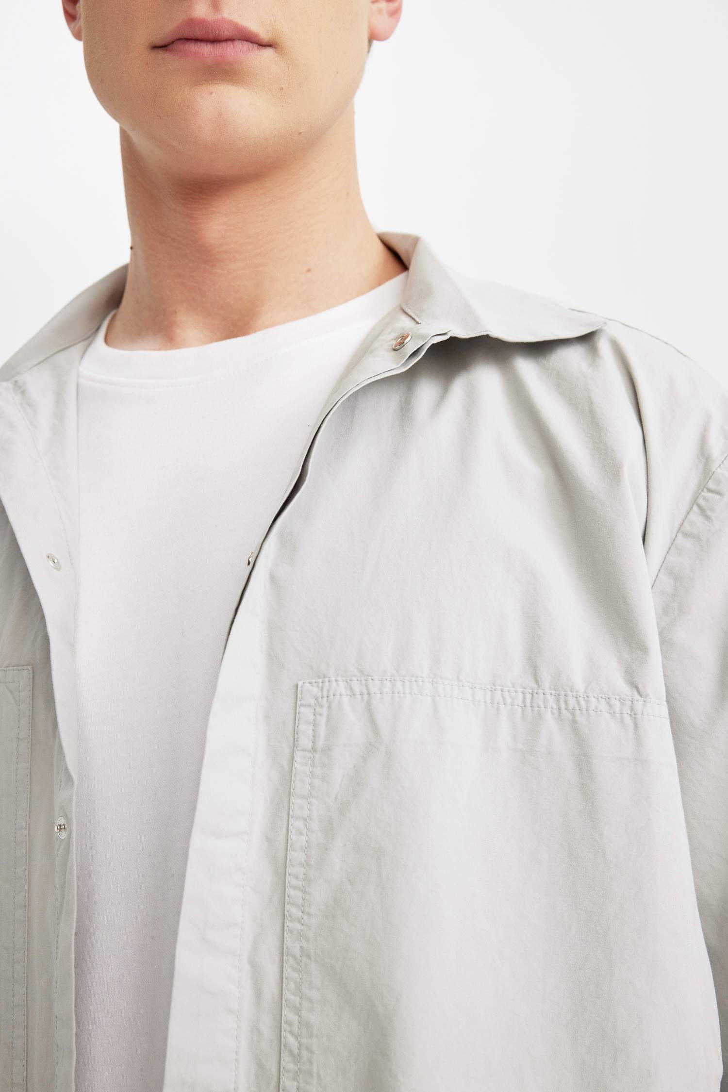 %100 Pamuk Relax Fit Uzun Kollu Paraşüt Gömlek