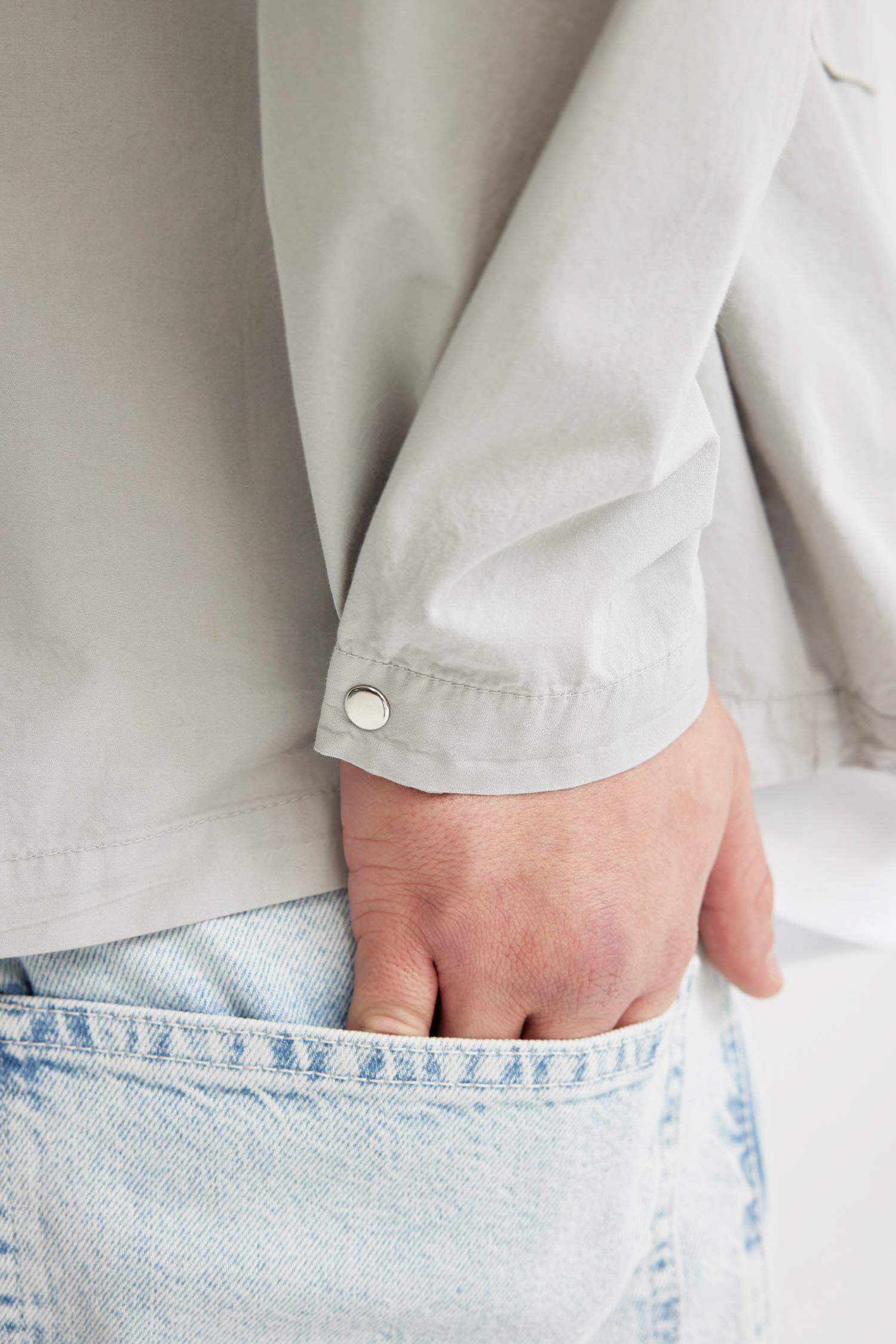 %100 Pamuk Relax Fit Uzun Kollu Paraşüt Gömlek