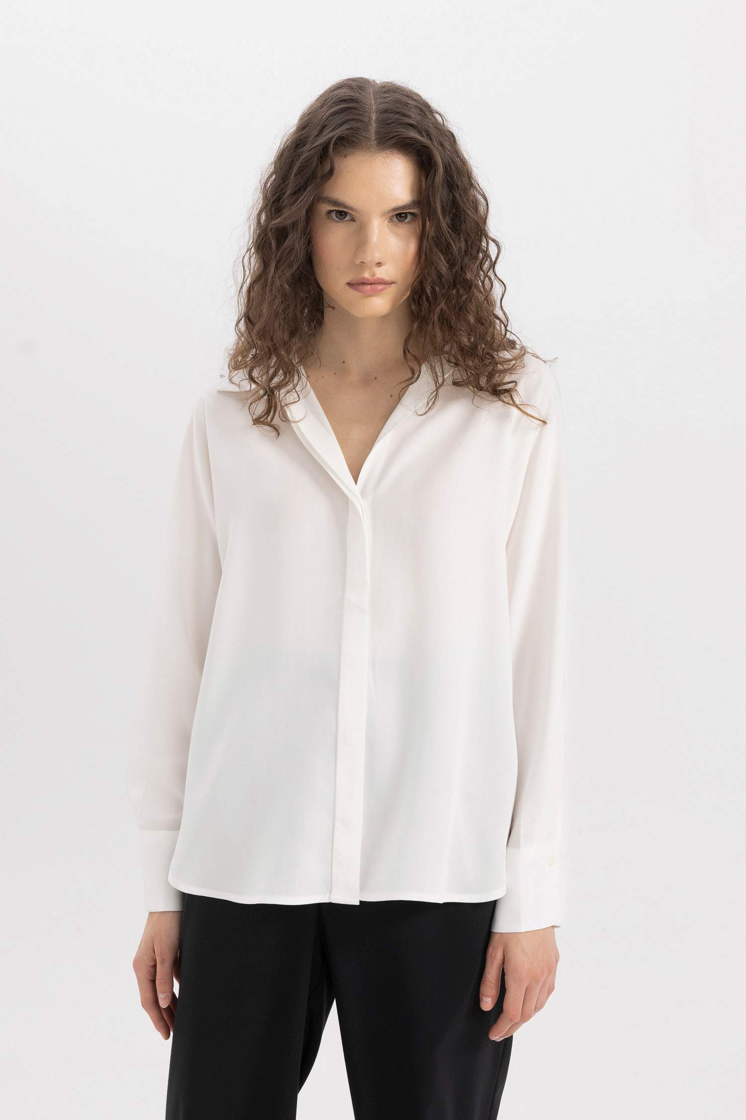 Chemise Coupe Relax à Manches Longues en Tencel