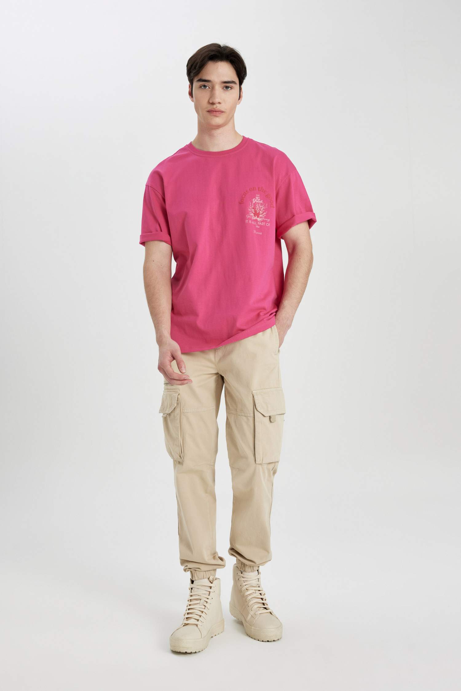 Comfort Regular Fit Crew Neck Back Printed T-Shirt