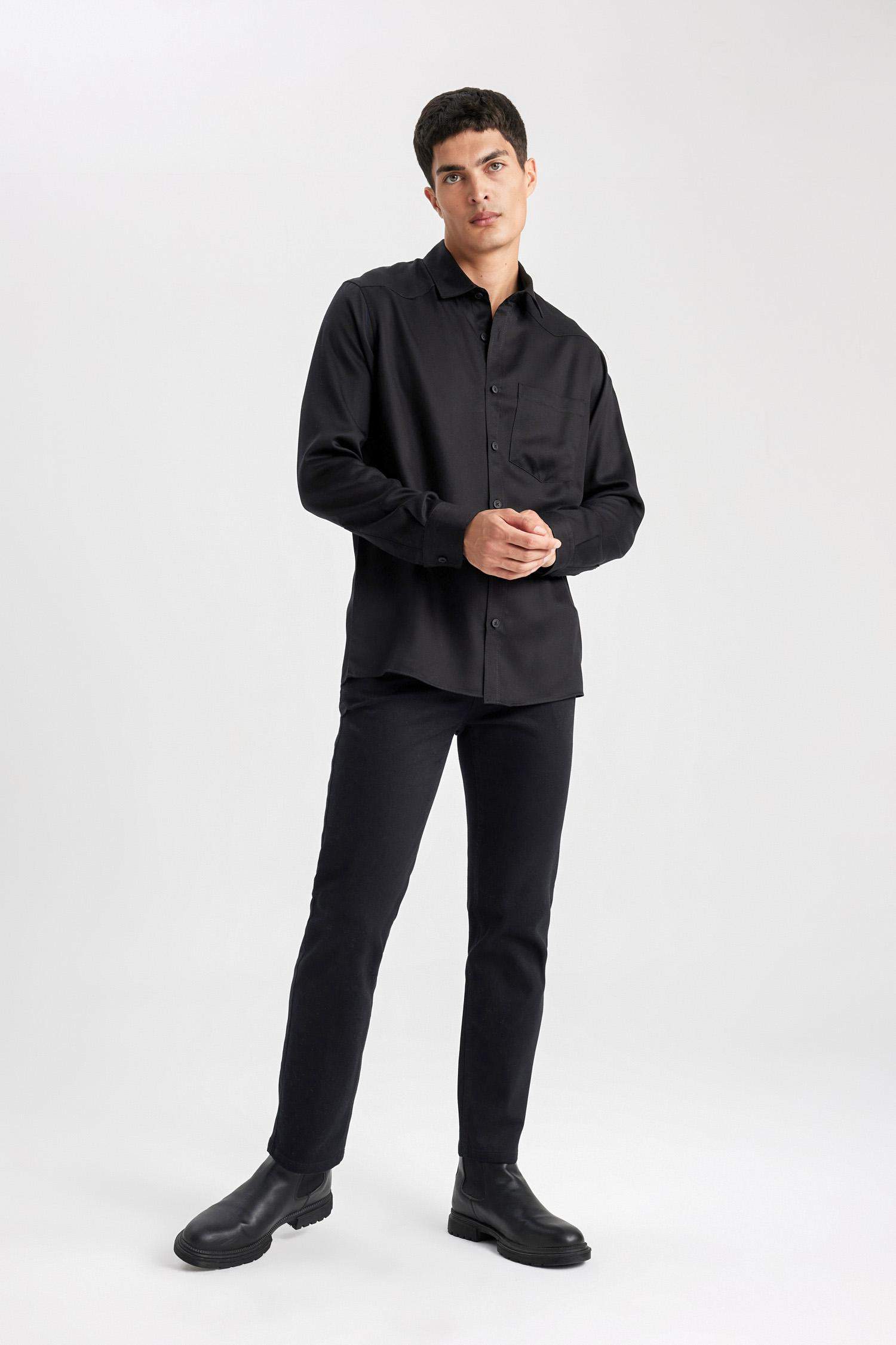 قميص بولو كم طويل قصة عادية