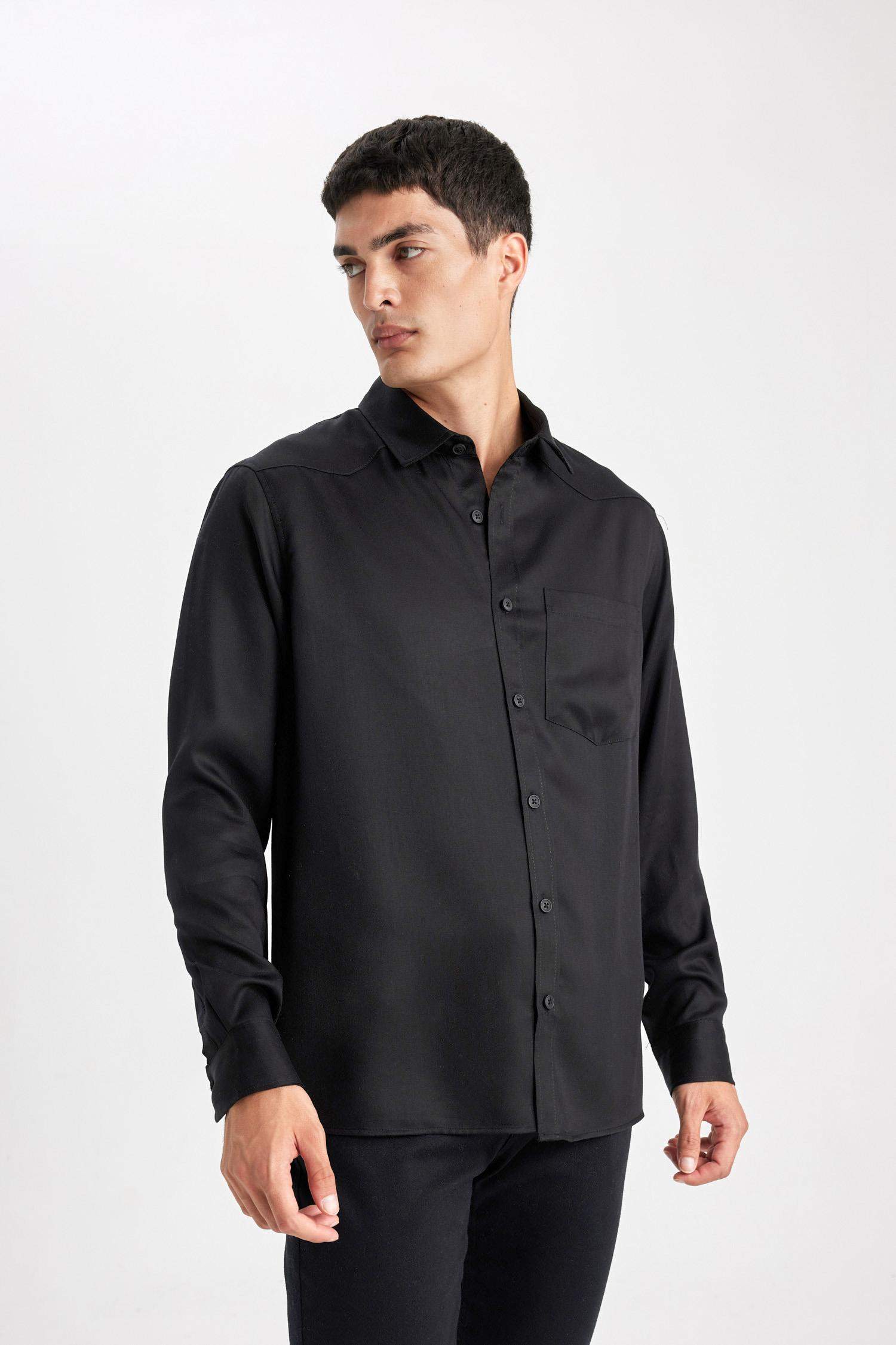 قميص بولو كم طويل قصة عادية