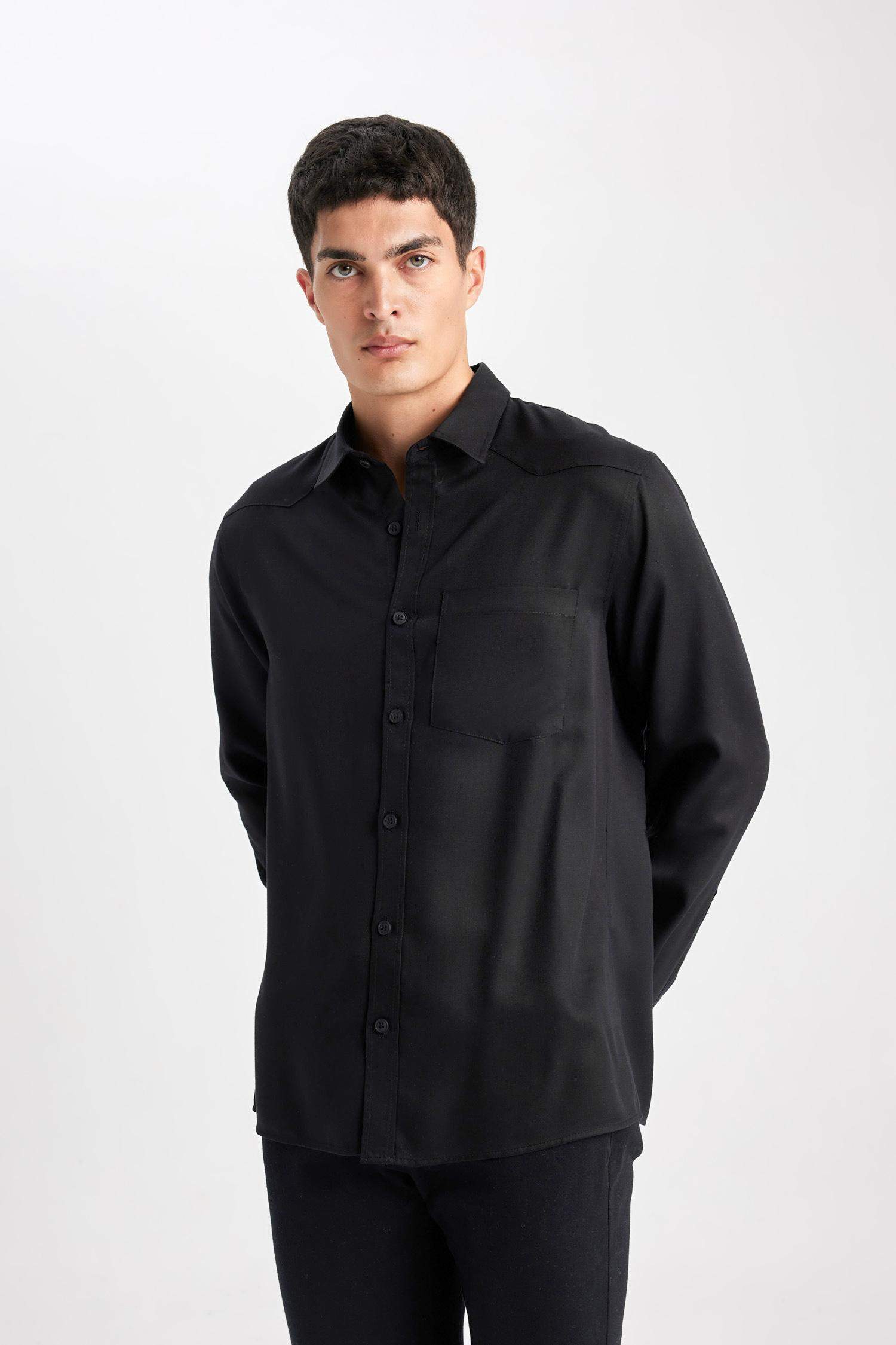 قميص بولو كم طويل قصة عادية