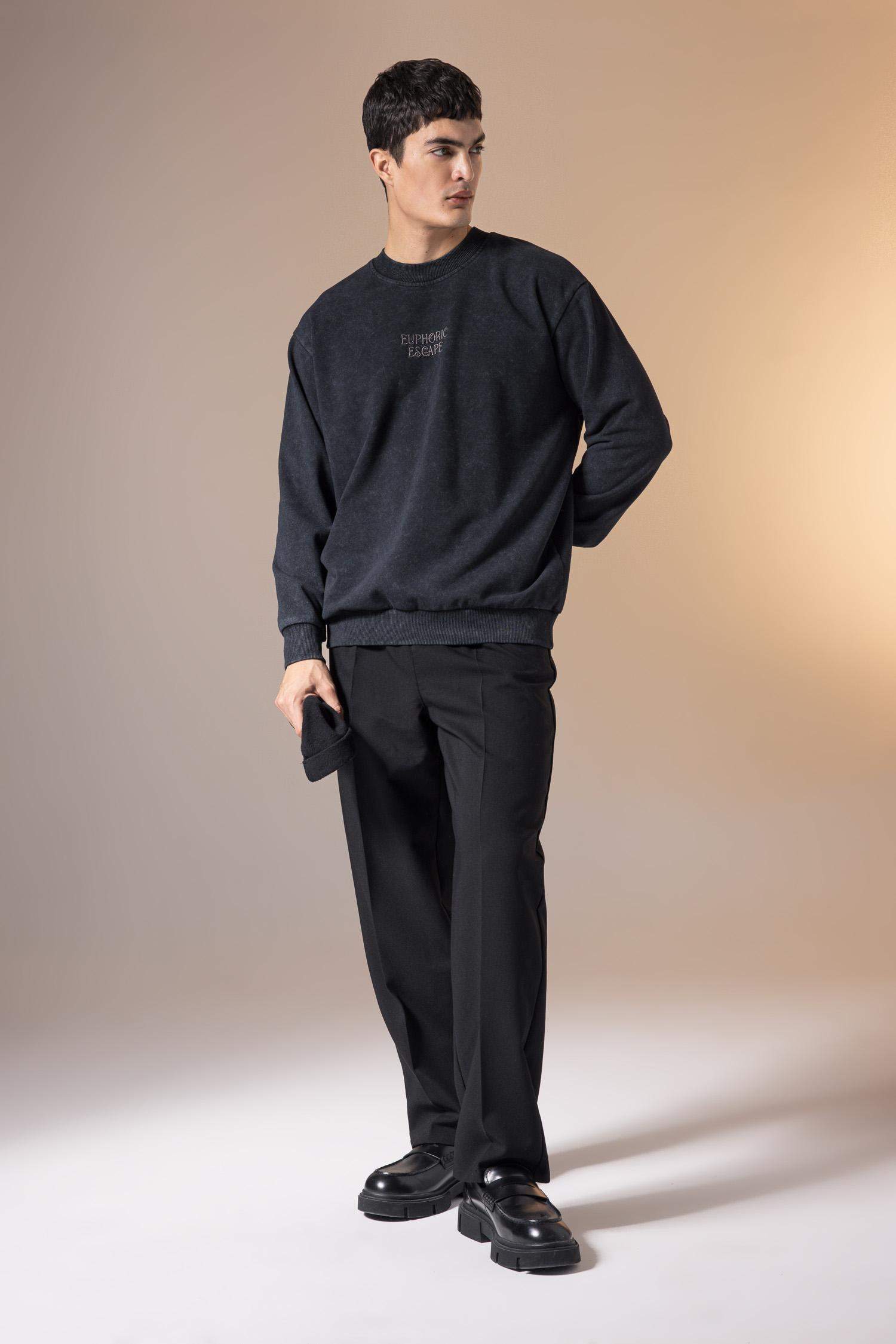 Pantolon Relax Fit Geniş Paça Basic Düz Cepli