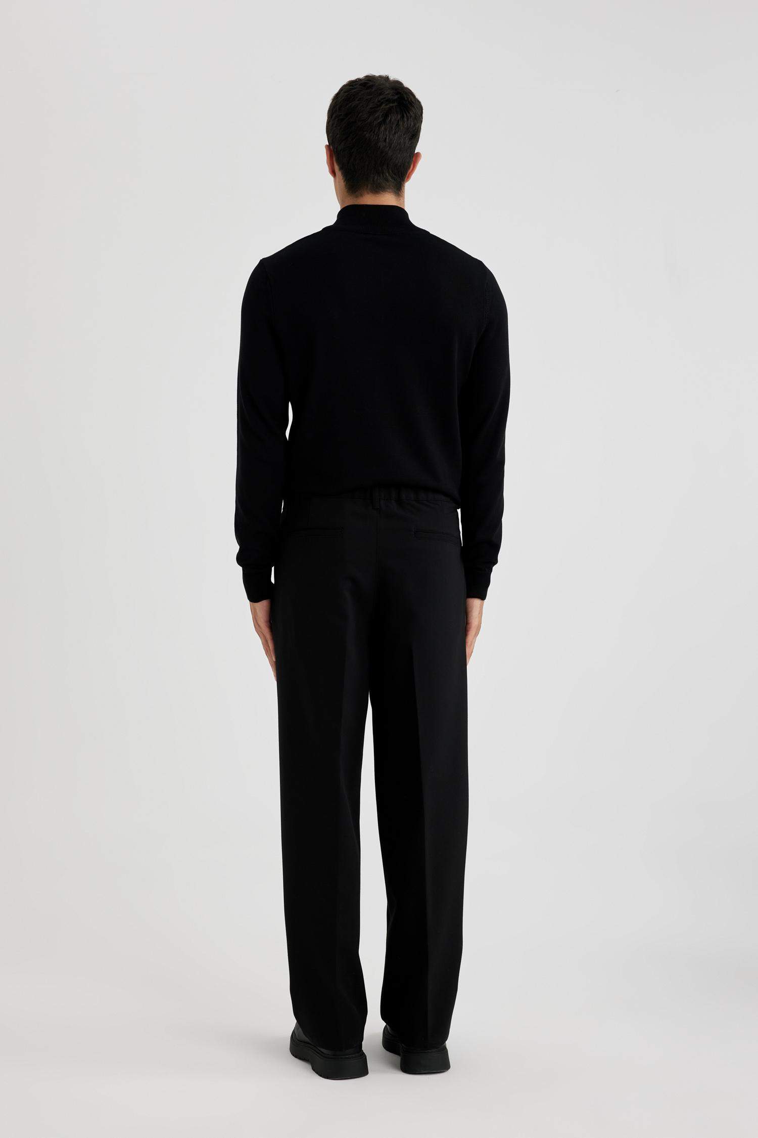 Pantolon Relax Fit Geniş Paça Basic Düz Cepli