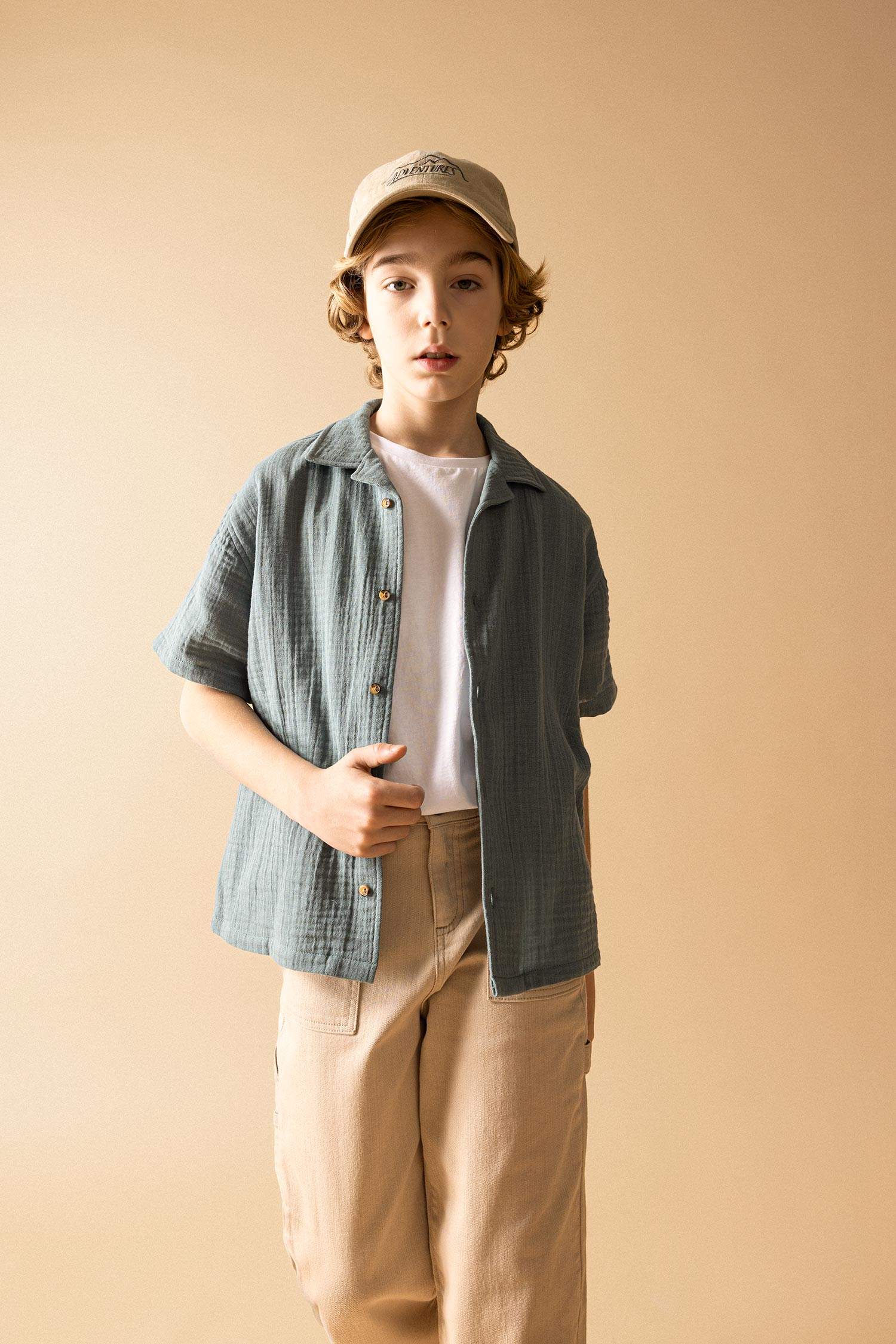 Рубашка оверсайз с коротким рукавом для мальчиков