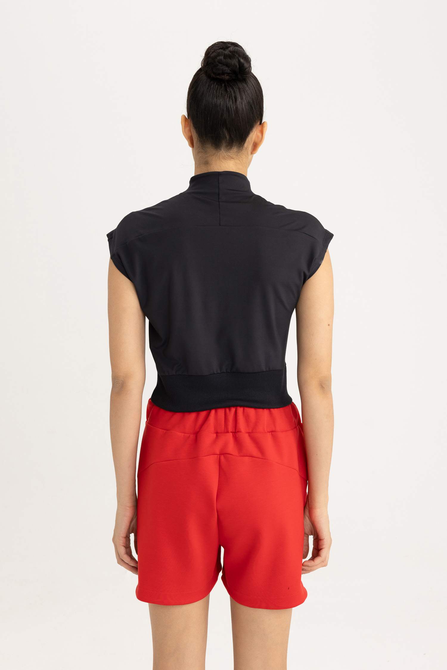 Crop Stand Collar Heavy Fabric T-Shirt