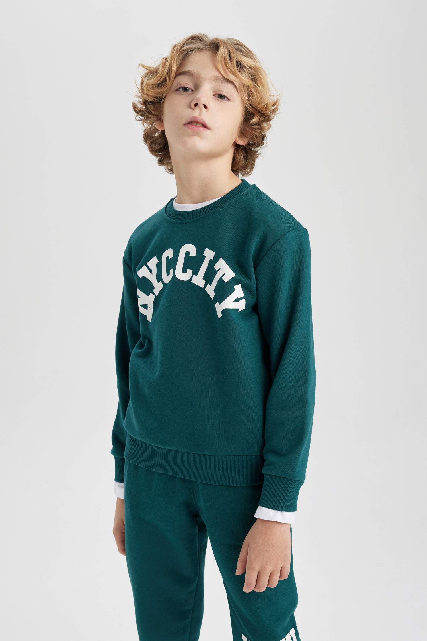 Erkek Çocuk Bisiklet Yaka Baskılı Sweatshirt