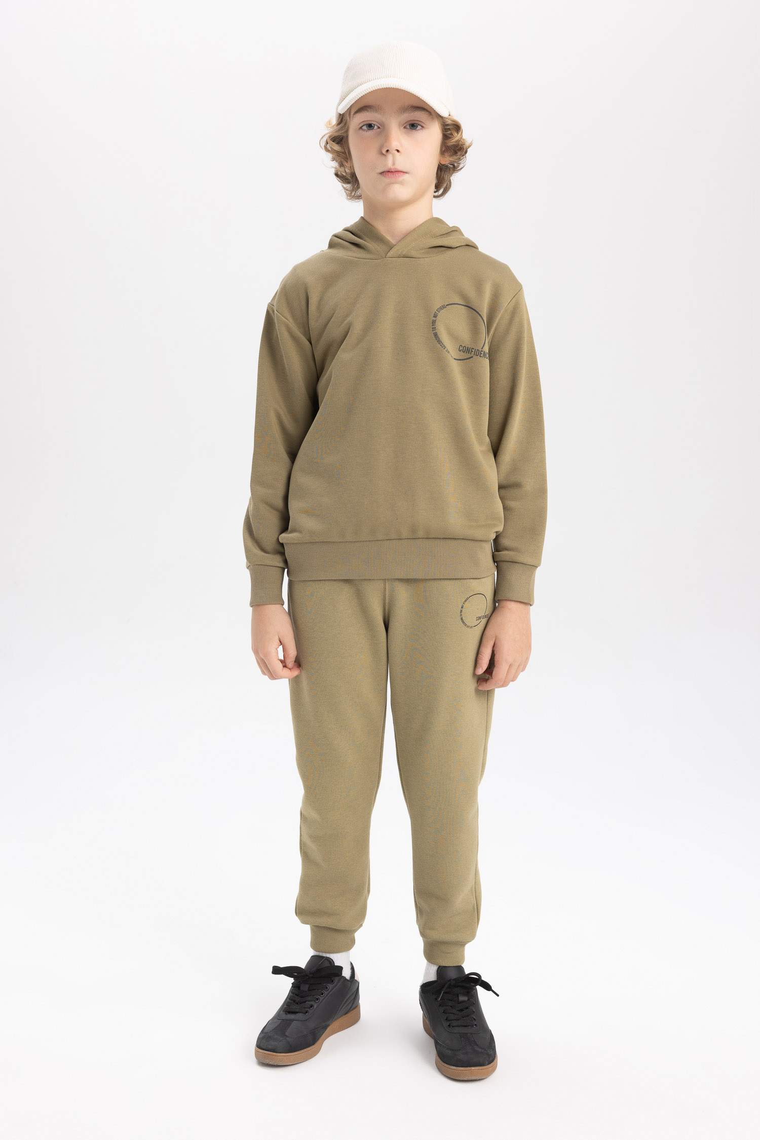 Boy Hooded Printed Thick Sweatshirt
