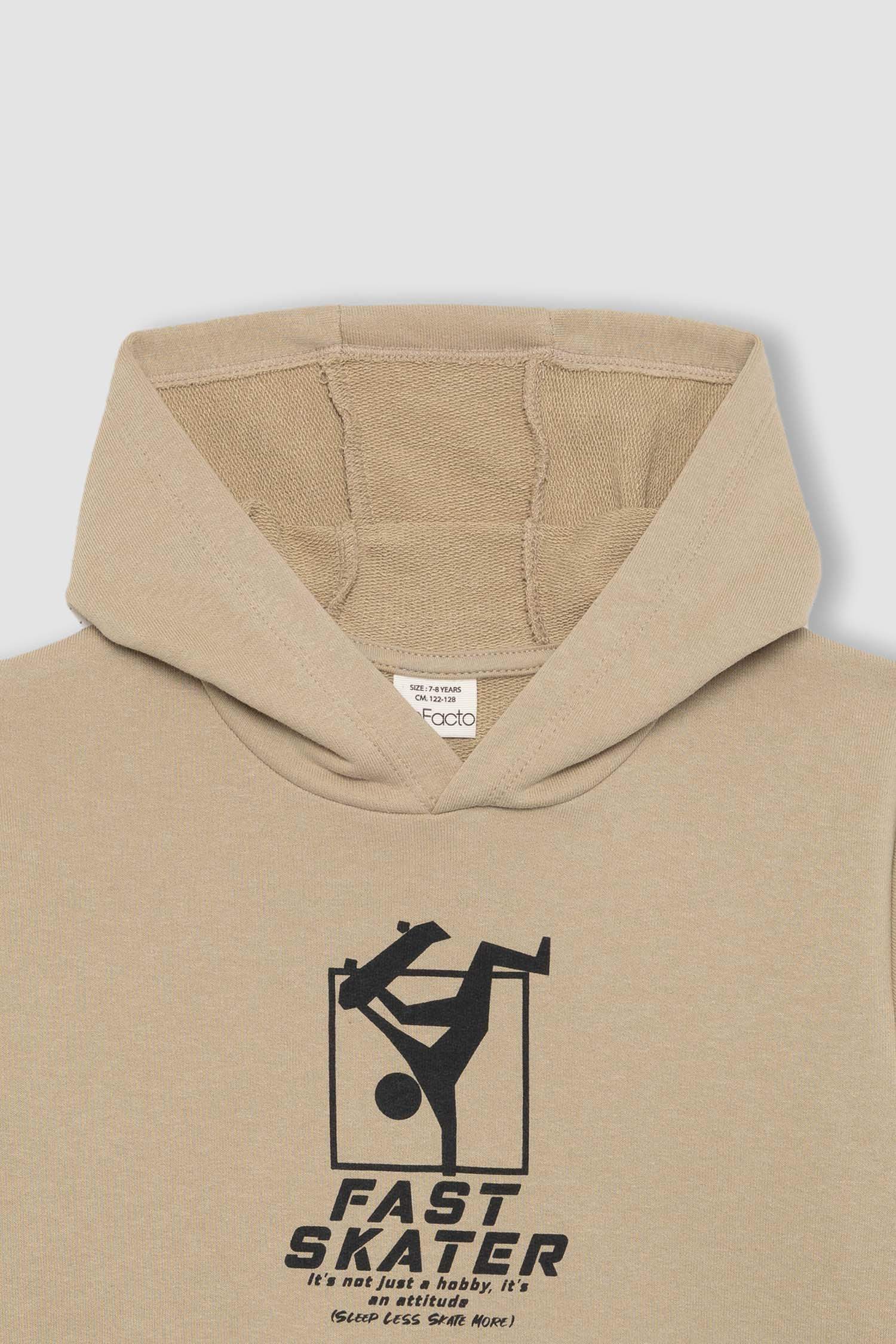 Erkek Çocuk Baskılı Kapüşonlu Sweatshirt