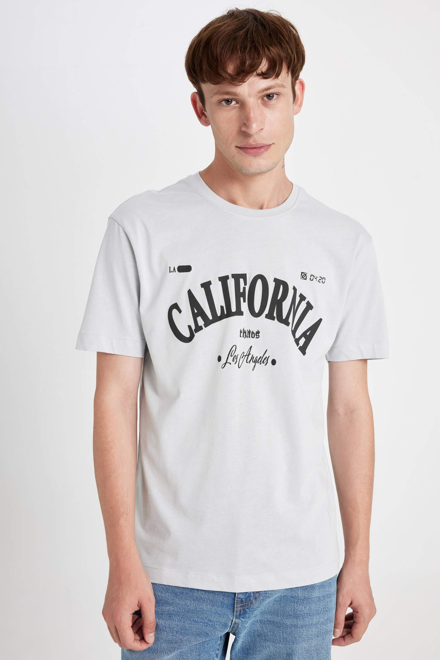 Regular Fit Crew Neck Printed Short Sleeve T-Shirt