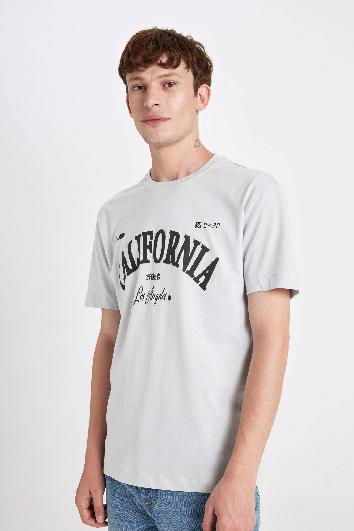 Regular Fit Crew Neck Printed Short Sleeve T-Shirt