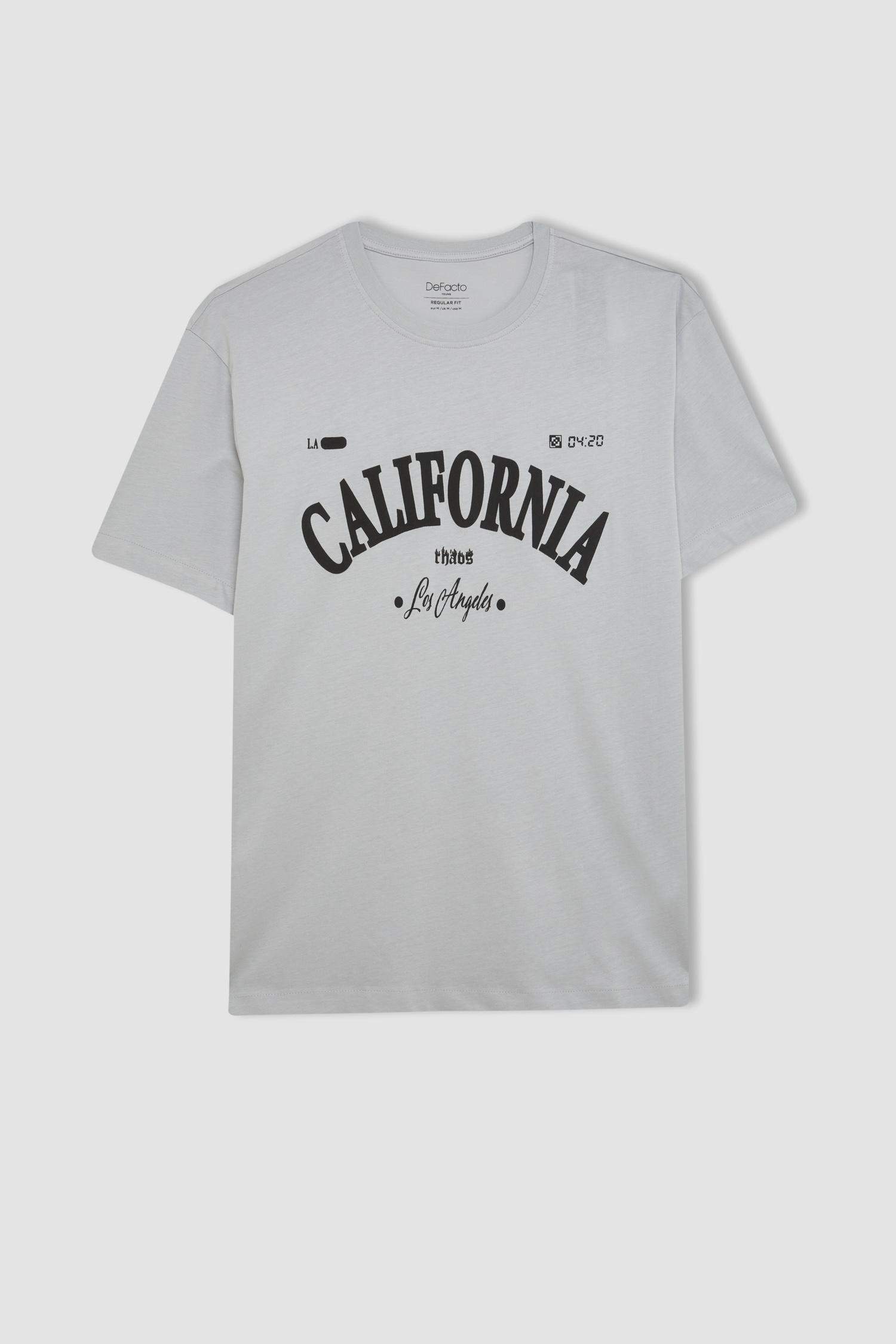 Regular Fit Crew Neck Printed Short Sleeve T-Shirt