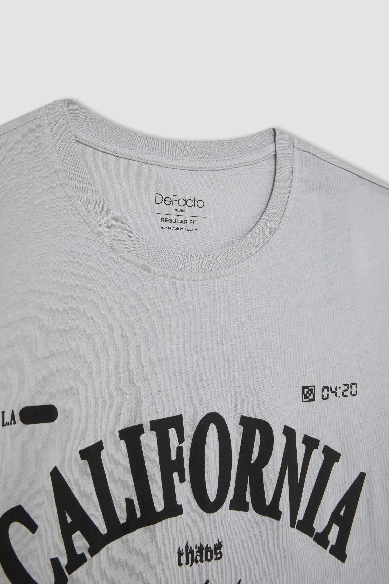 Regular Fit Crew Neck Printed Short Sleeve T-Shirt