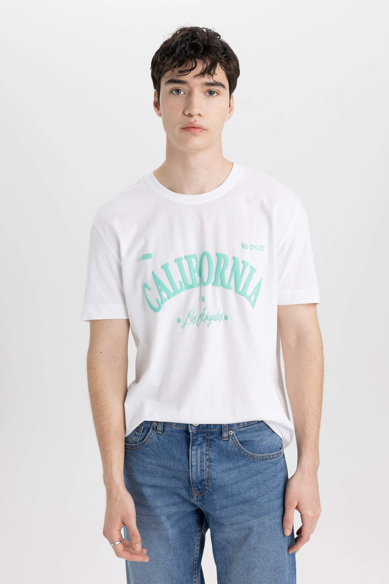 Regular Fit Crew Neck Printed Short Sleeve T-Shirt