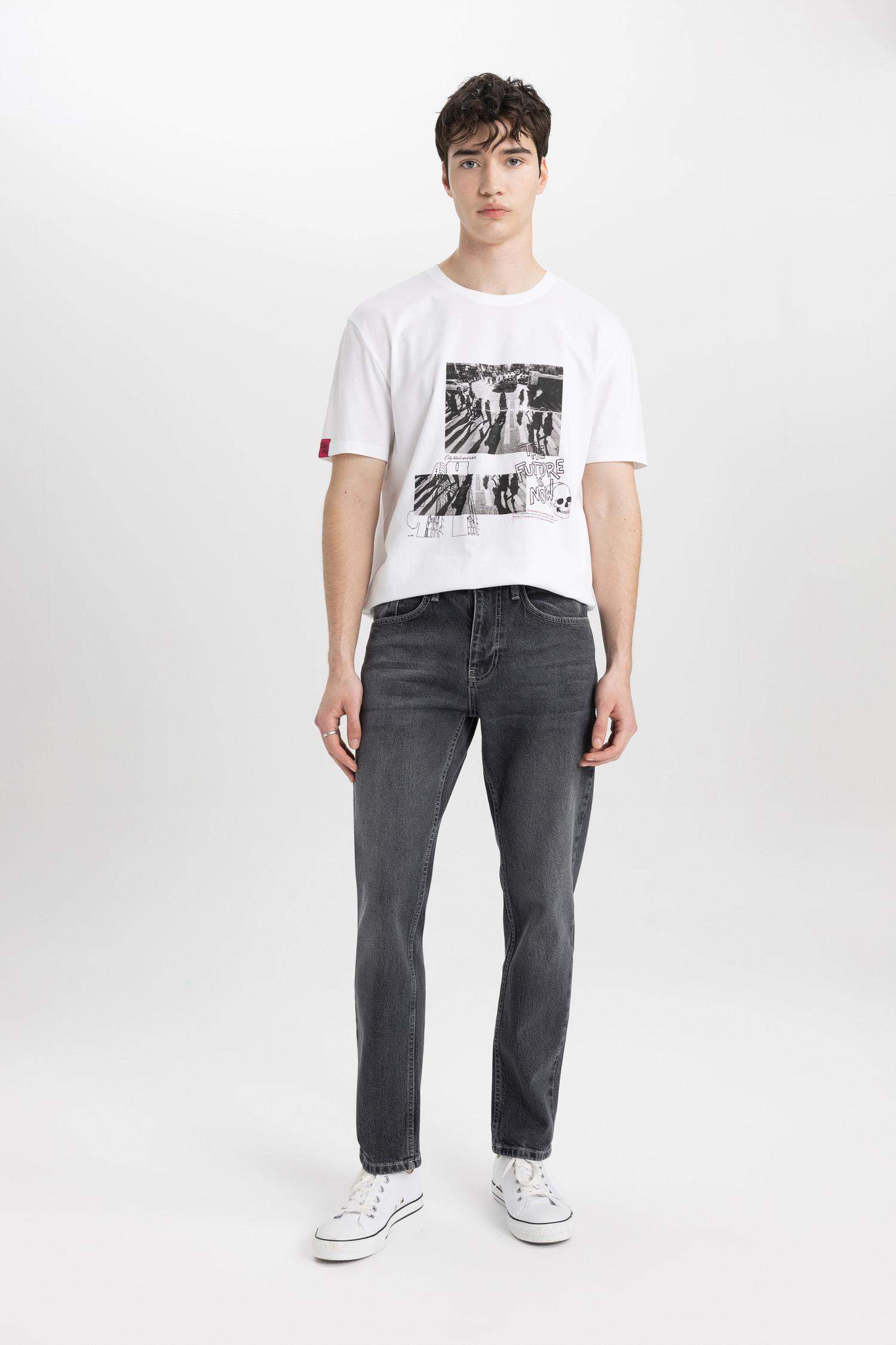 Regular Fit Crew Neck Printed Short Sleeve T-Shirt