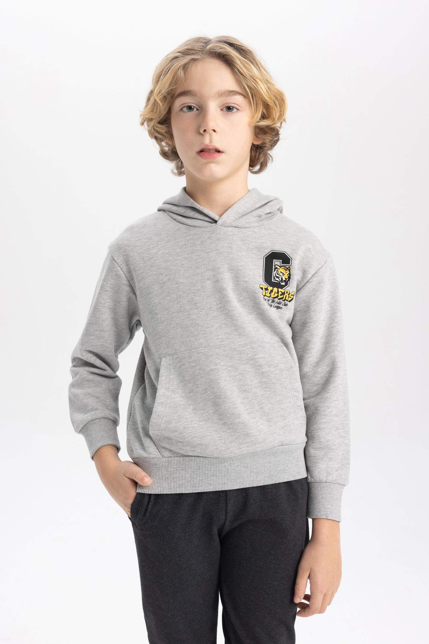 Erkek Çocuk Baskılı Kapüşonlu Sweatshirt